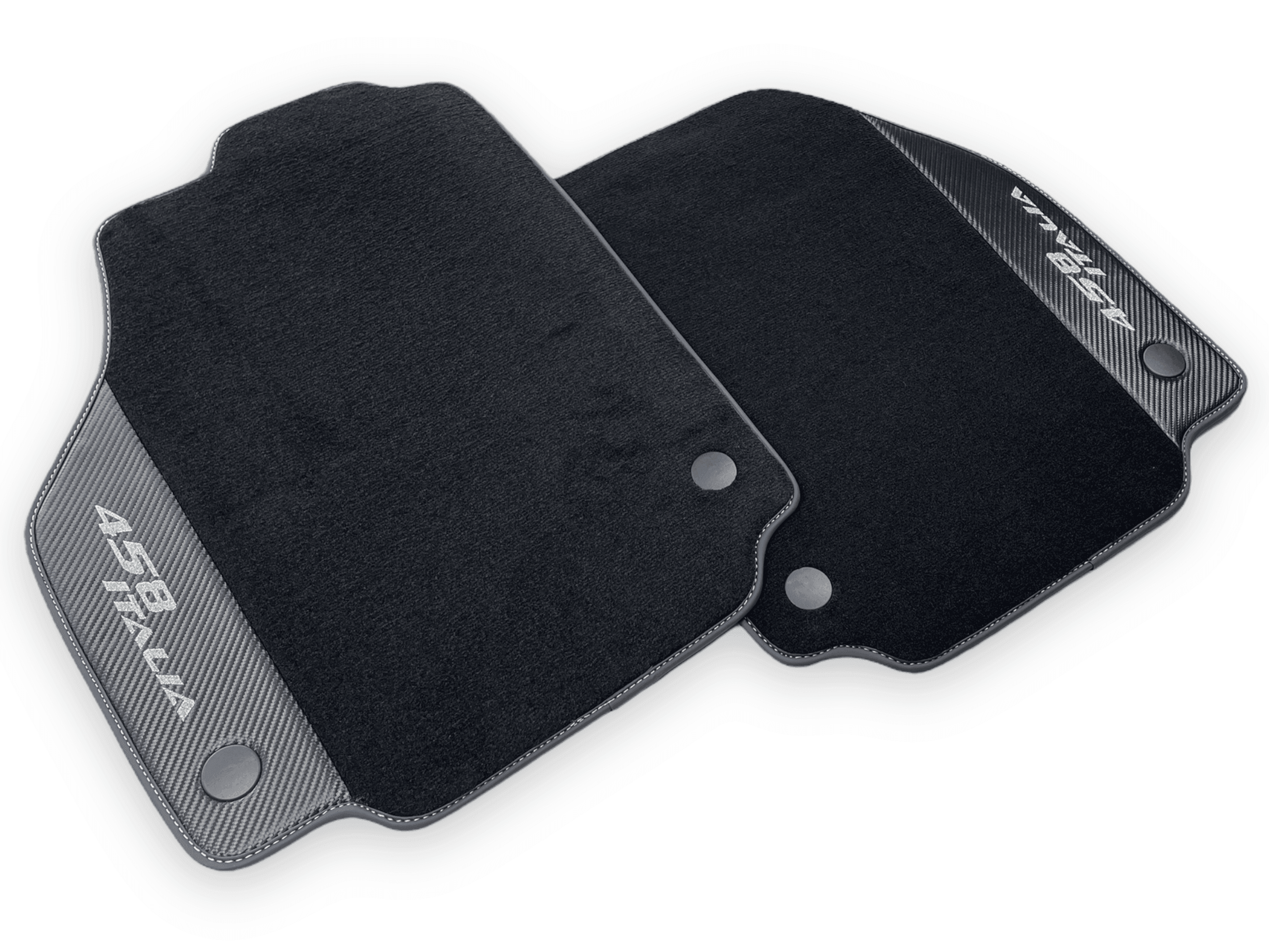 Black Floor Mats For Ferrari 458 Italia 2009-2015 With Carbon Fiber Leather - AutoWin