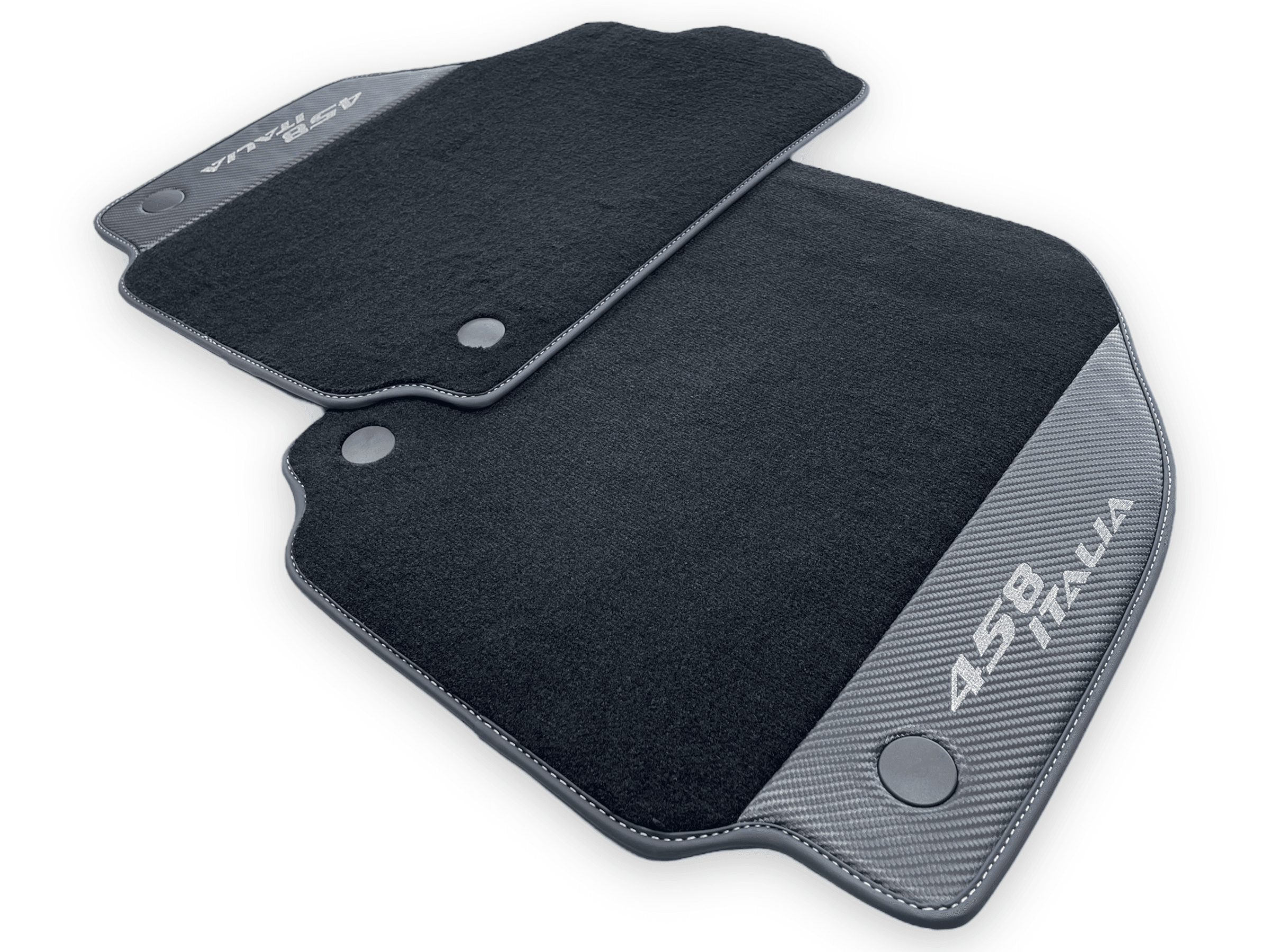 Black Floor Mats For Ferrari 458 Italia 2009-2015 With Carbon Fiber Leather - AutoWin