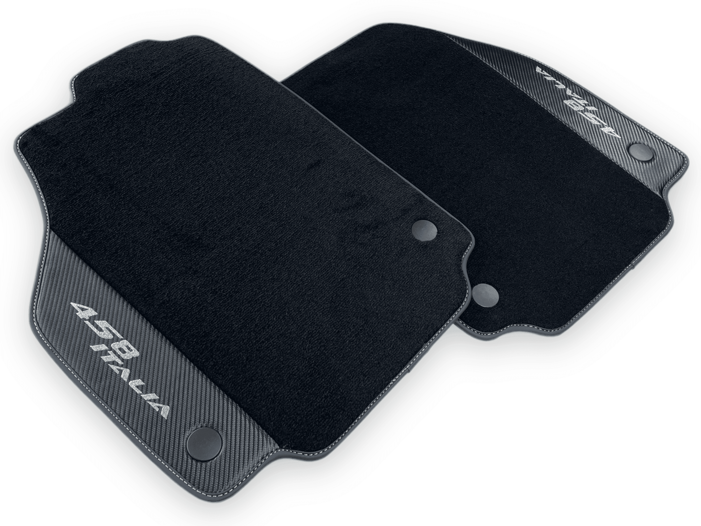 Black Floor Mats For Ferrari 458 Italia 2009-2015 With Carbon Fiber Leather - AutoWin