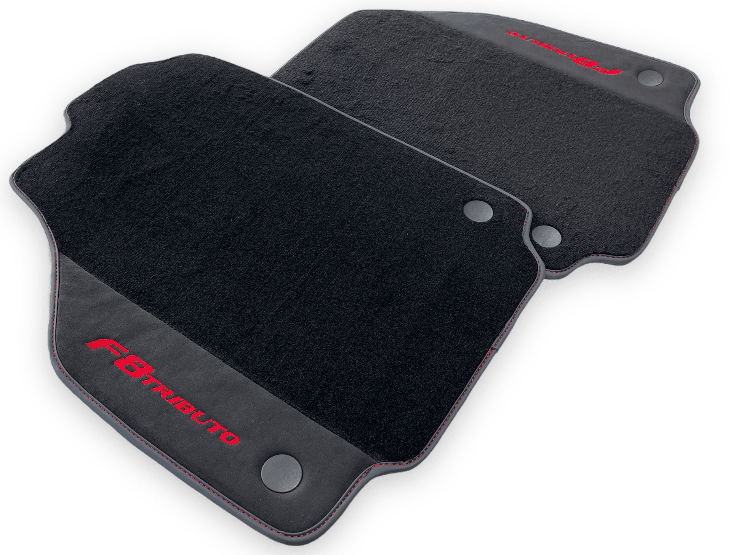 Black Floor Mats For Ferrari F8 Tributo 2019-2022 With Alcantara Leather - AutoWin