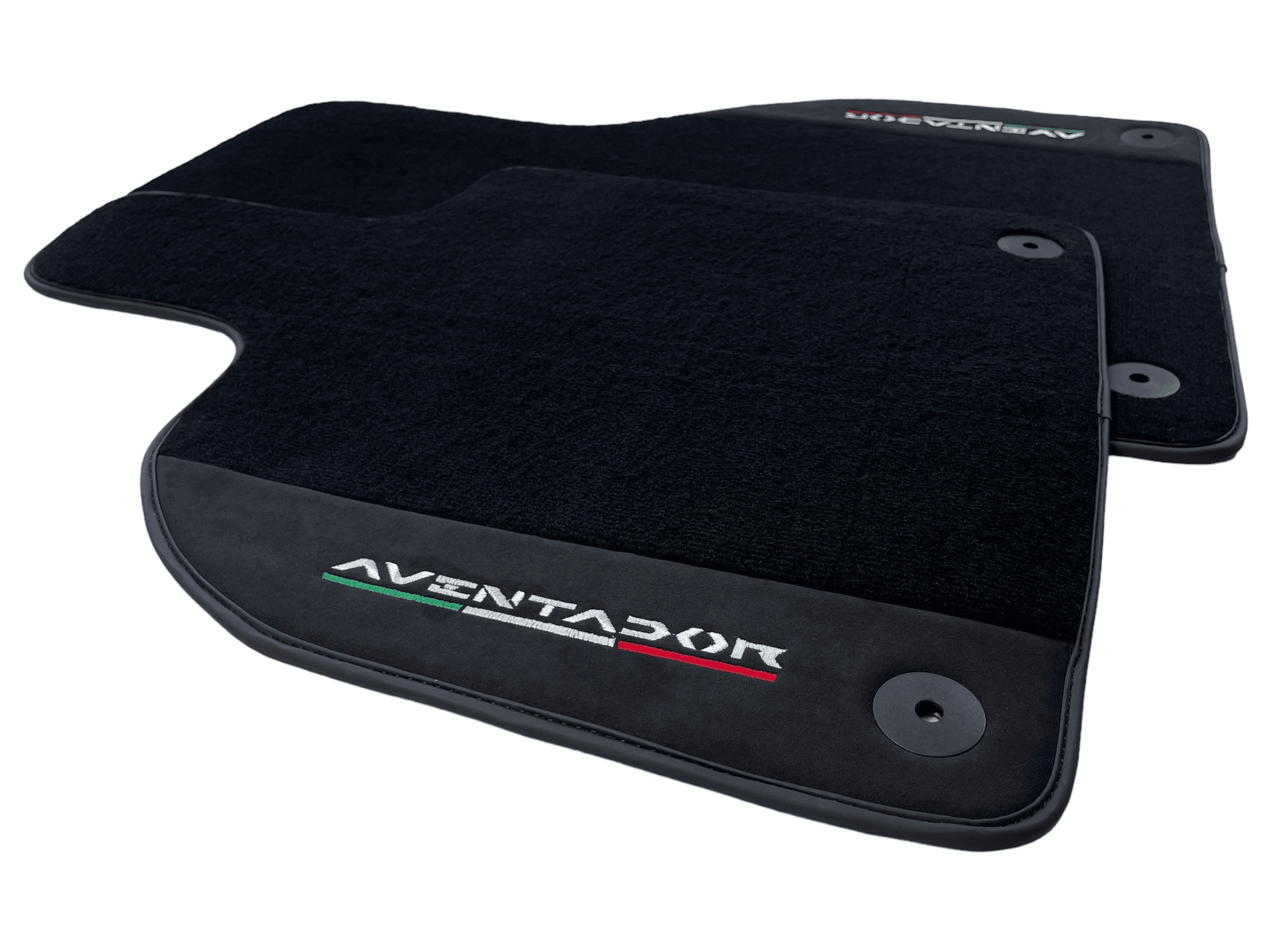 Black Floor Mats for Lamborghini Aventador With Alcantara Leather - AutoWin