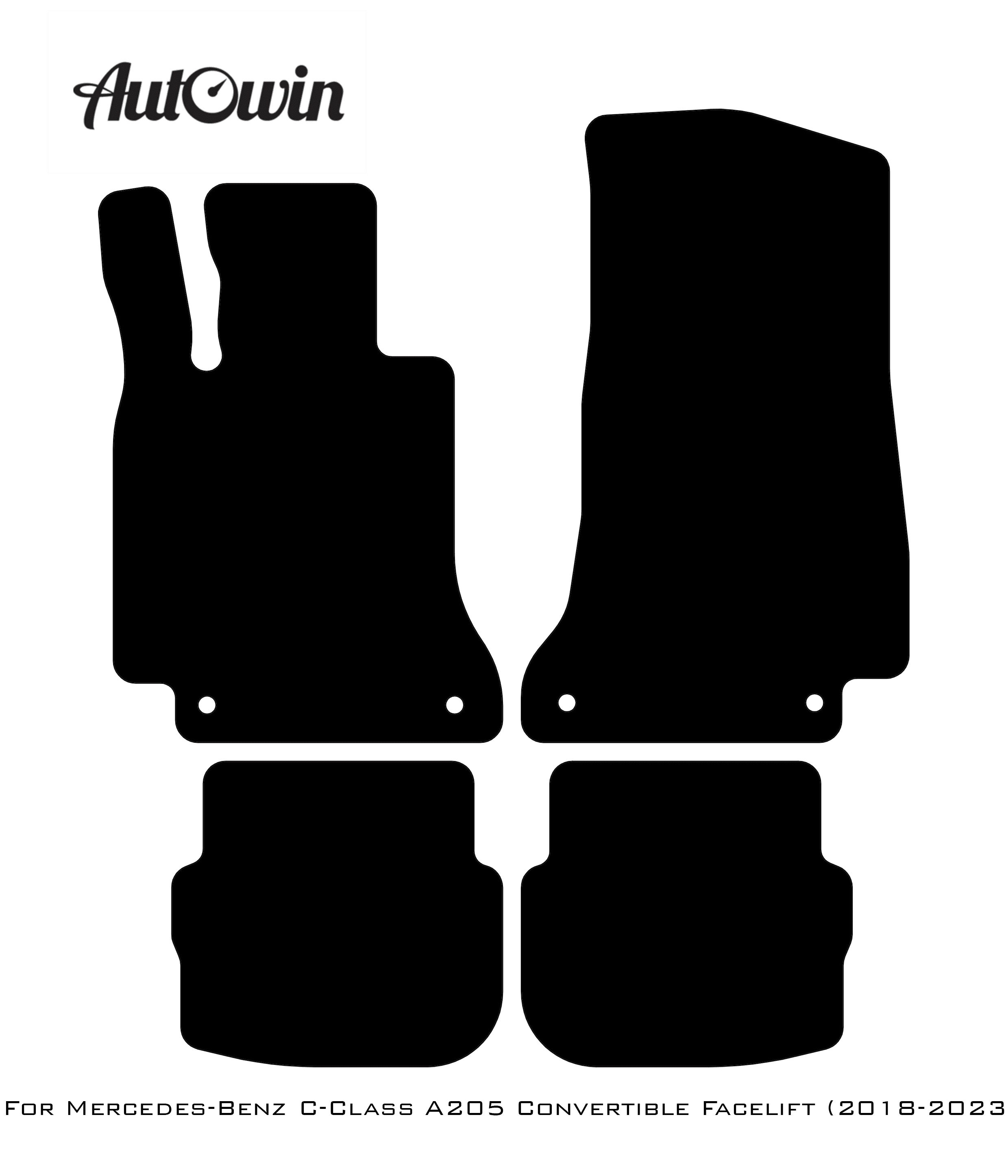 Black Floor Mats For Mercedes Benz C-Class A205 Convertible Facelift (2018-2023) | AutoWin Edition - AutoWin