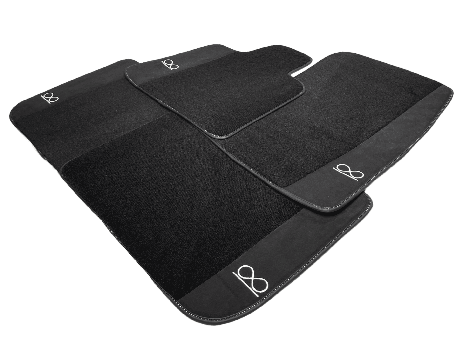 Black Floor Mats For Rolls Royce Black Badge Phantom Fluorescent Logo - AutoWin