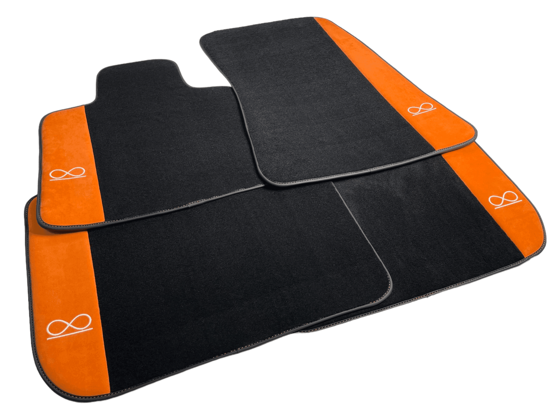 Black Floor Mats For Rolls Royce Black Badge Phantom Orange Alcantara - AutoWin