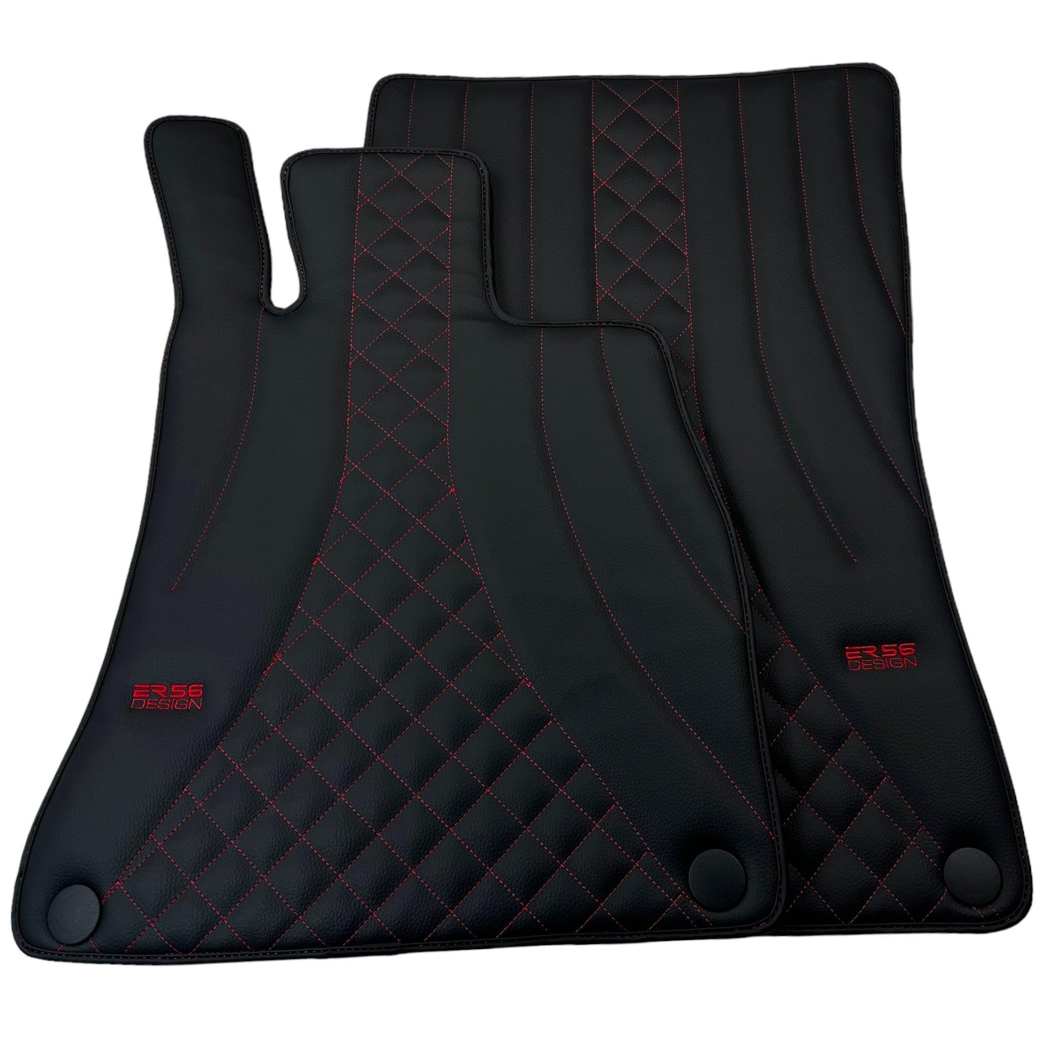 Black Leather Floor Mats For Mercedes Benz E-Class S210 Estate 4Matic (1996-2003) | ER56 Design - AutoWin