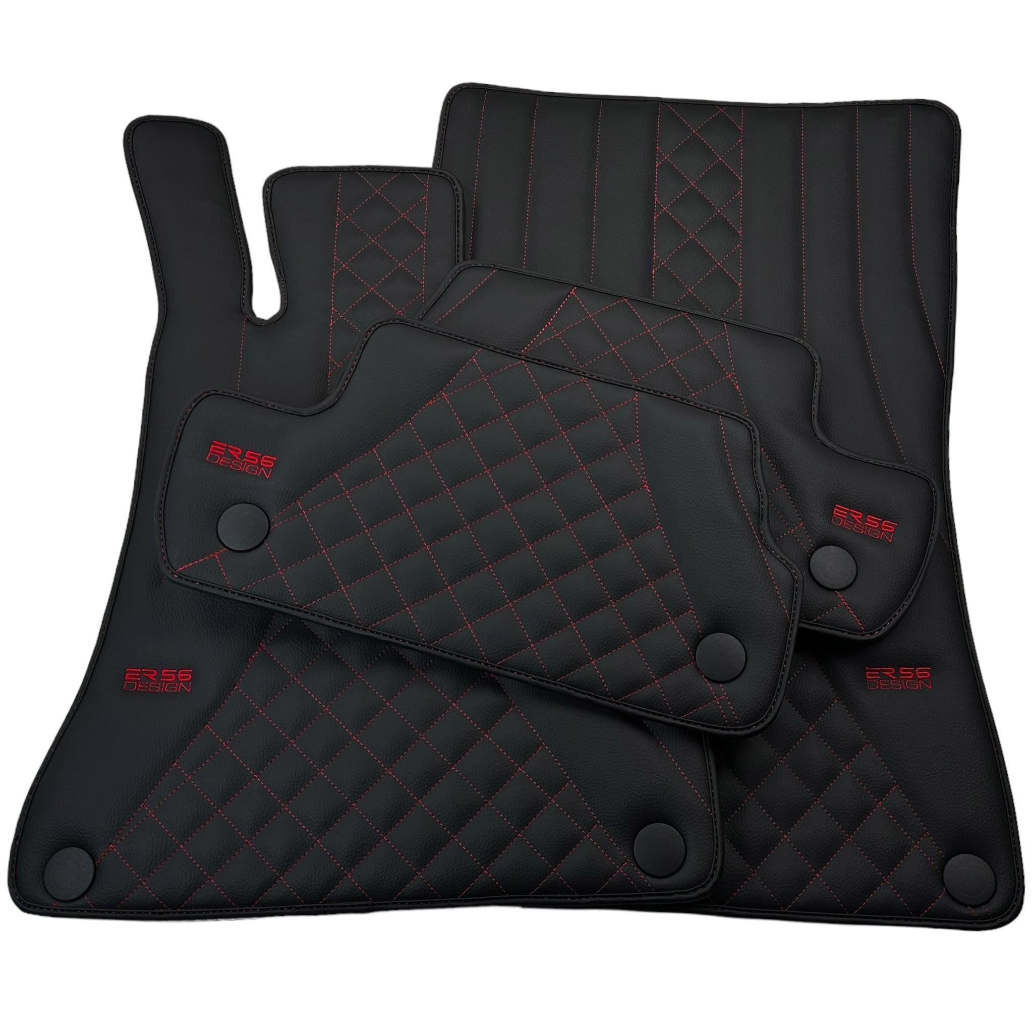 Black Leather Floor Mats For Mercedes Benz S-Class C217 Coupe (2014-2023) | ER56 Design - AutoWin