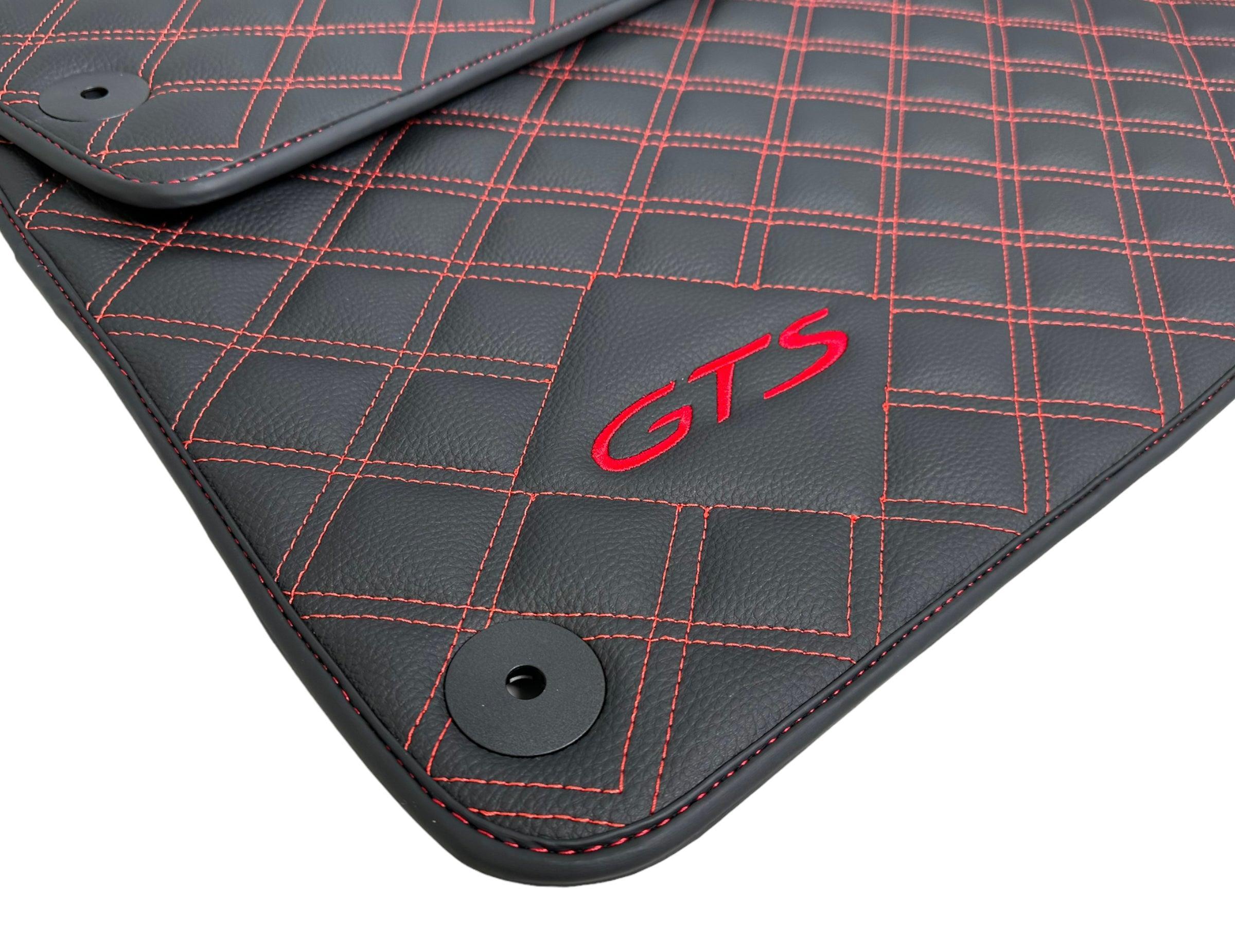 Black Leather Floor Mats for Porsche Macan GTS - AutoWin