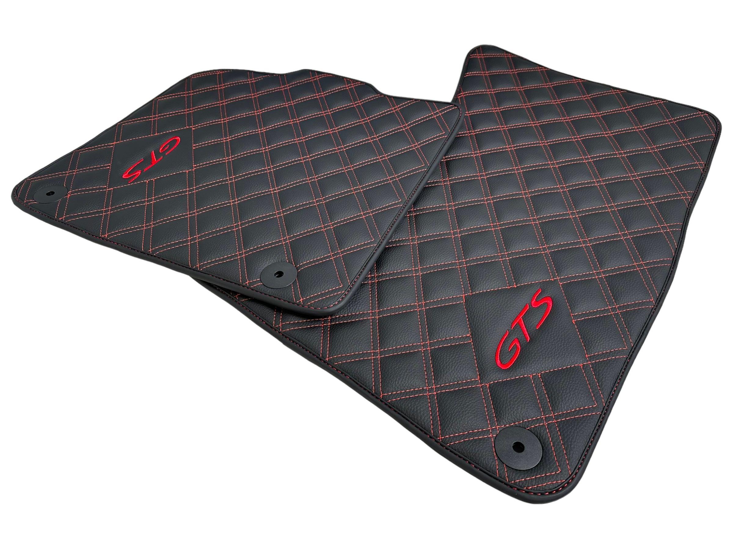 Black Leather Floor Mats for Porsche Macan GTS - AutoWin