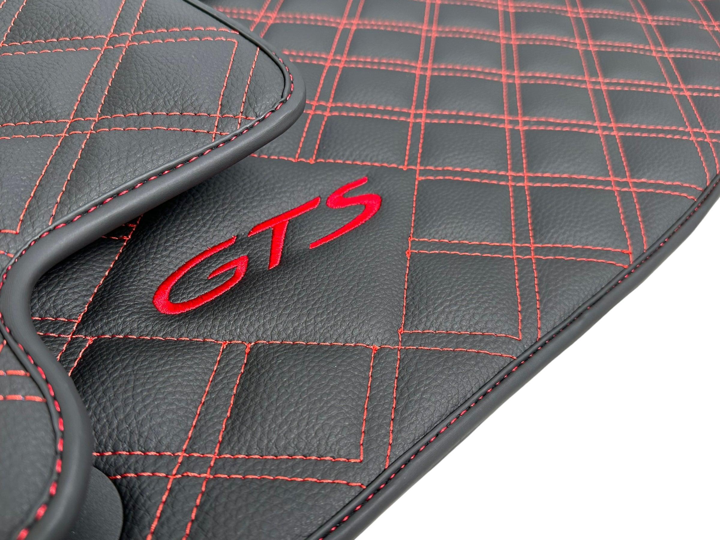 Black Leather Floor Mats for Porsche Macan GTS - AutoWin