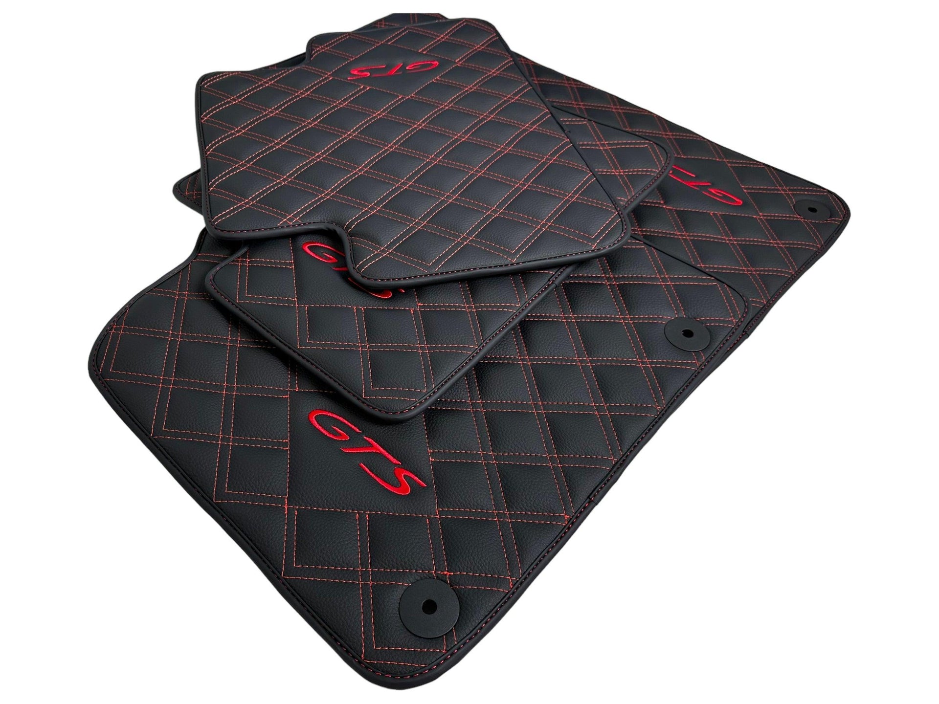 Black Leather Floor Mats for Porsche Macan GTS - AutoWin