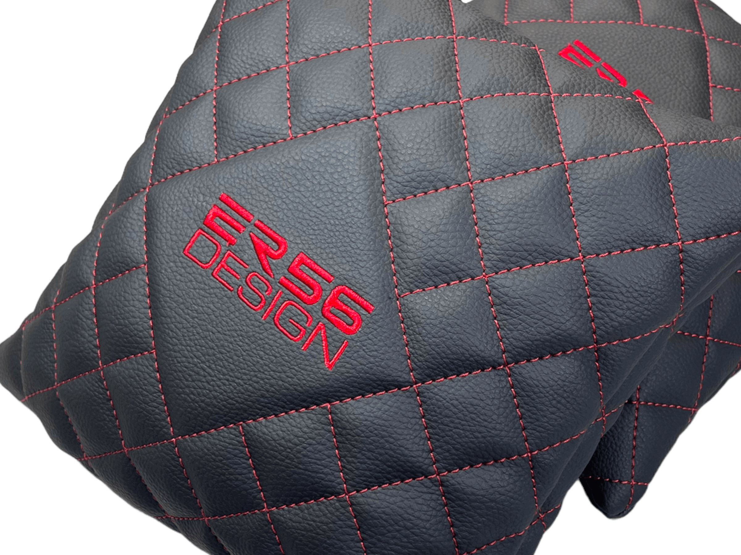 Black Leather Pillows ER56 Design Set of 2 Red Sewing - AutoWin