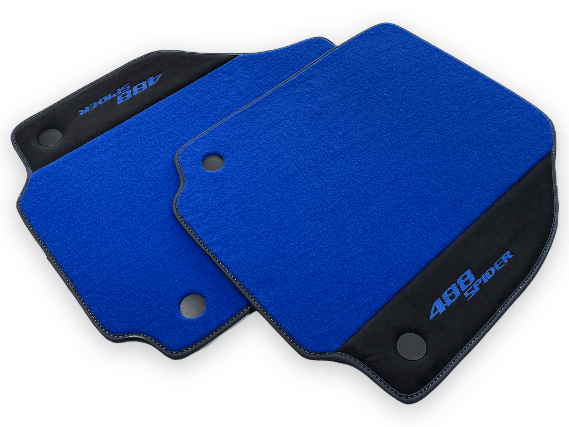 Blue Floor Mats For Ferrari 488 Spider 2015-2022 With Alcantara Leather - AutoWin