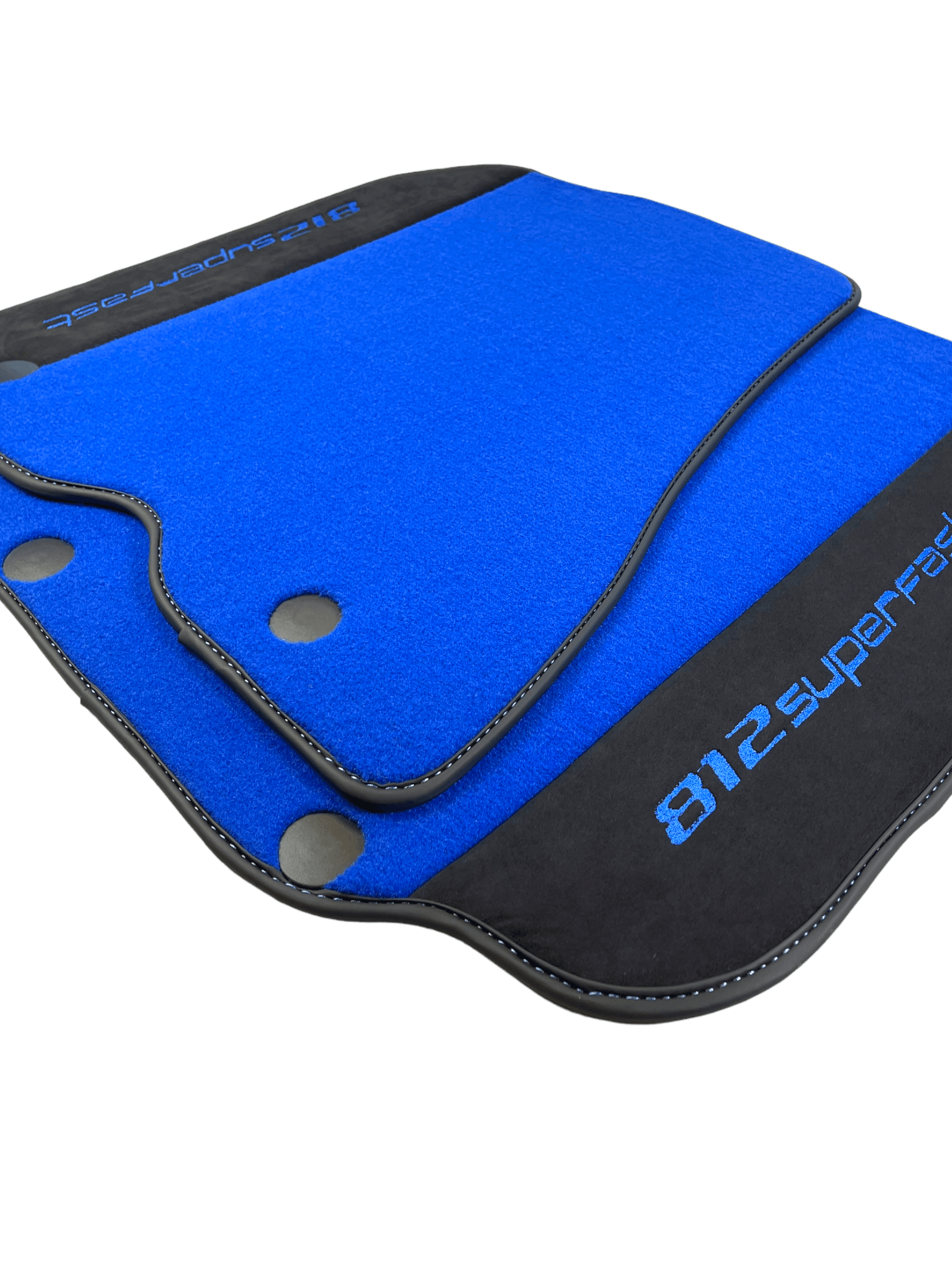 Blue Floor Mats For Ferrari 812 Superfast With Alcantara Leather - AutoWin