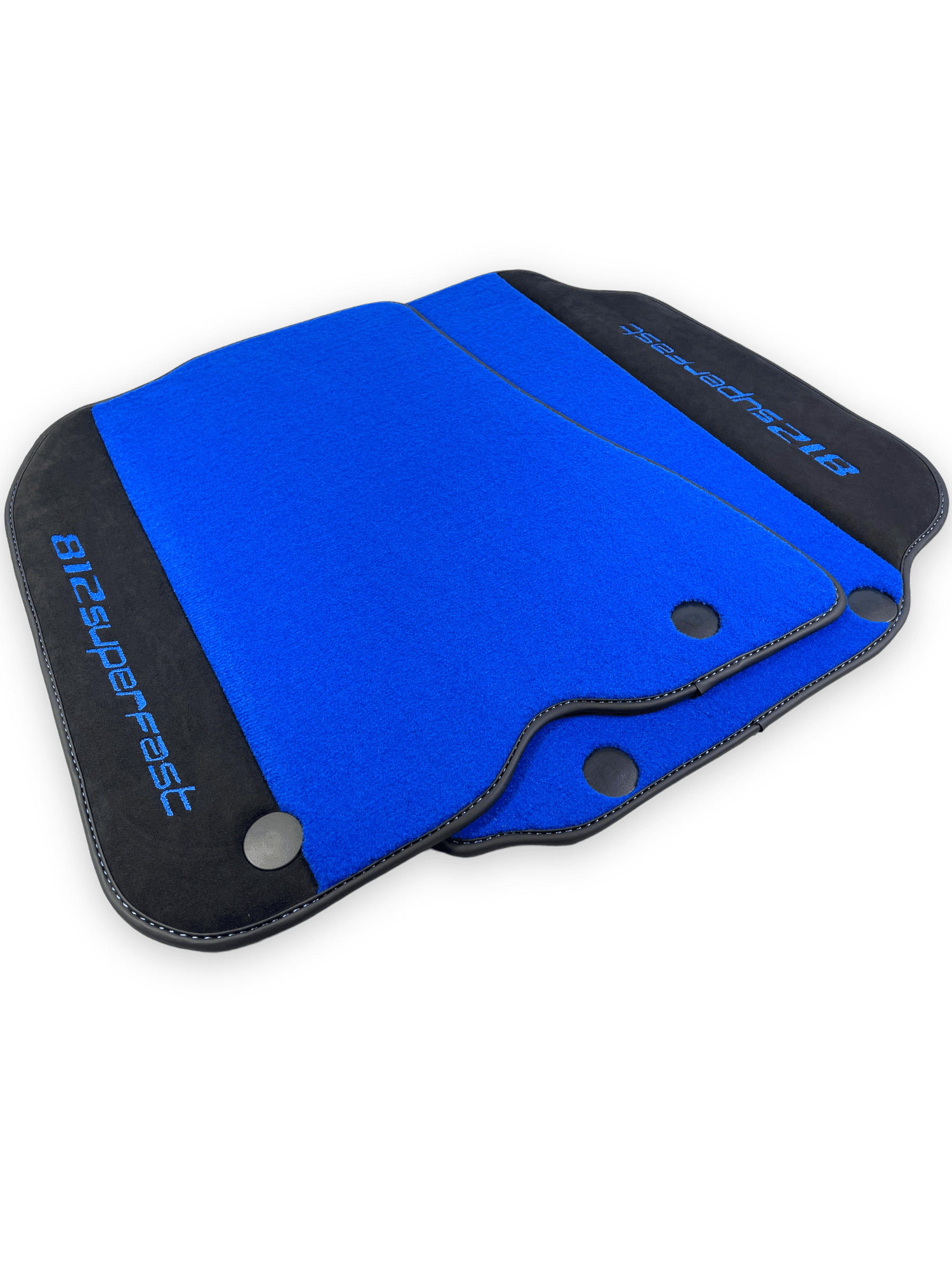 Blue Floor Mats For Ferrari 812 Superfast With Alcantara Leather - AutoWin
