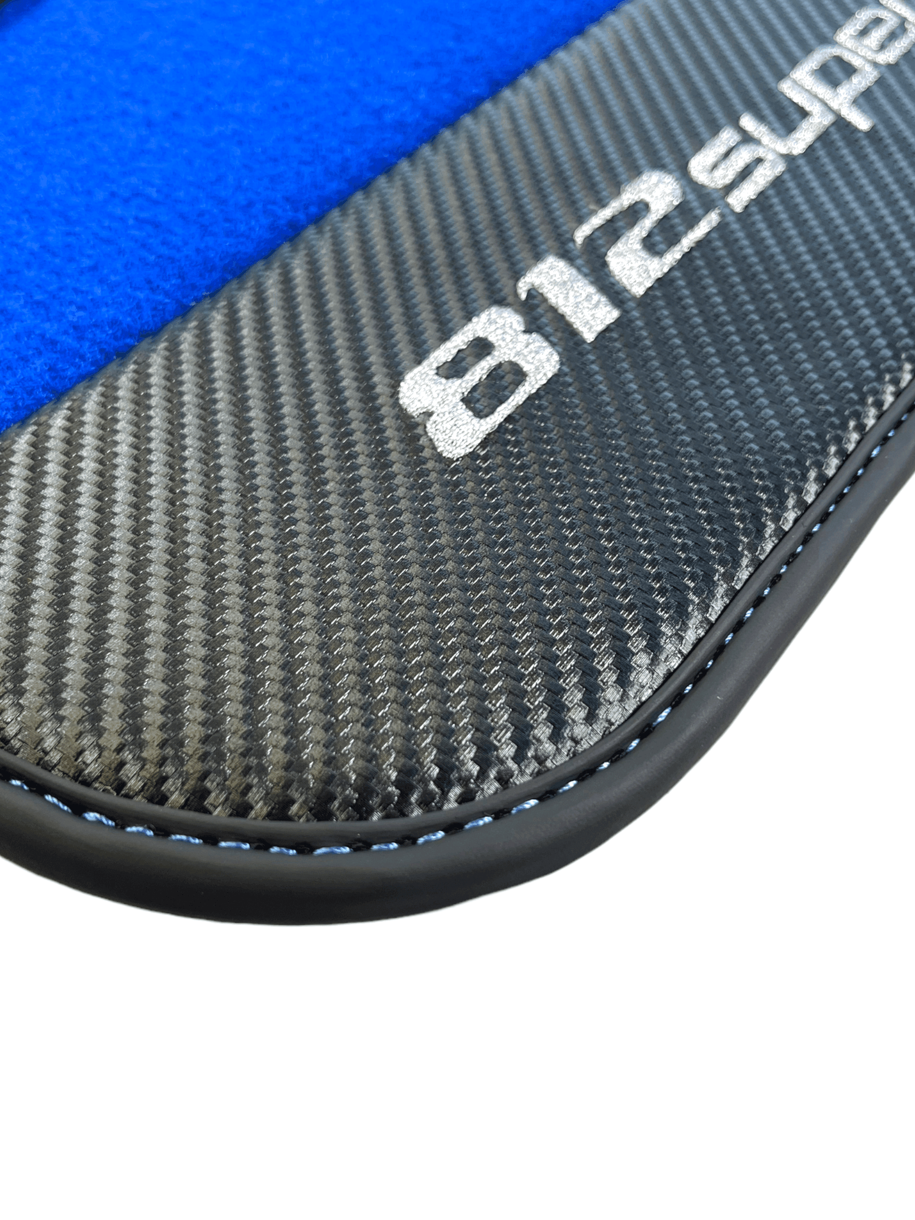 Blue Floor Mats For Ferrari 812 Superfast With Carbon Fiber Leather - AutoWin