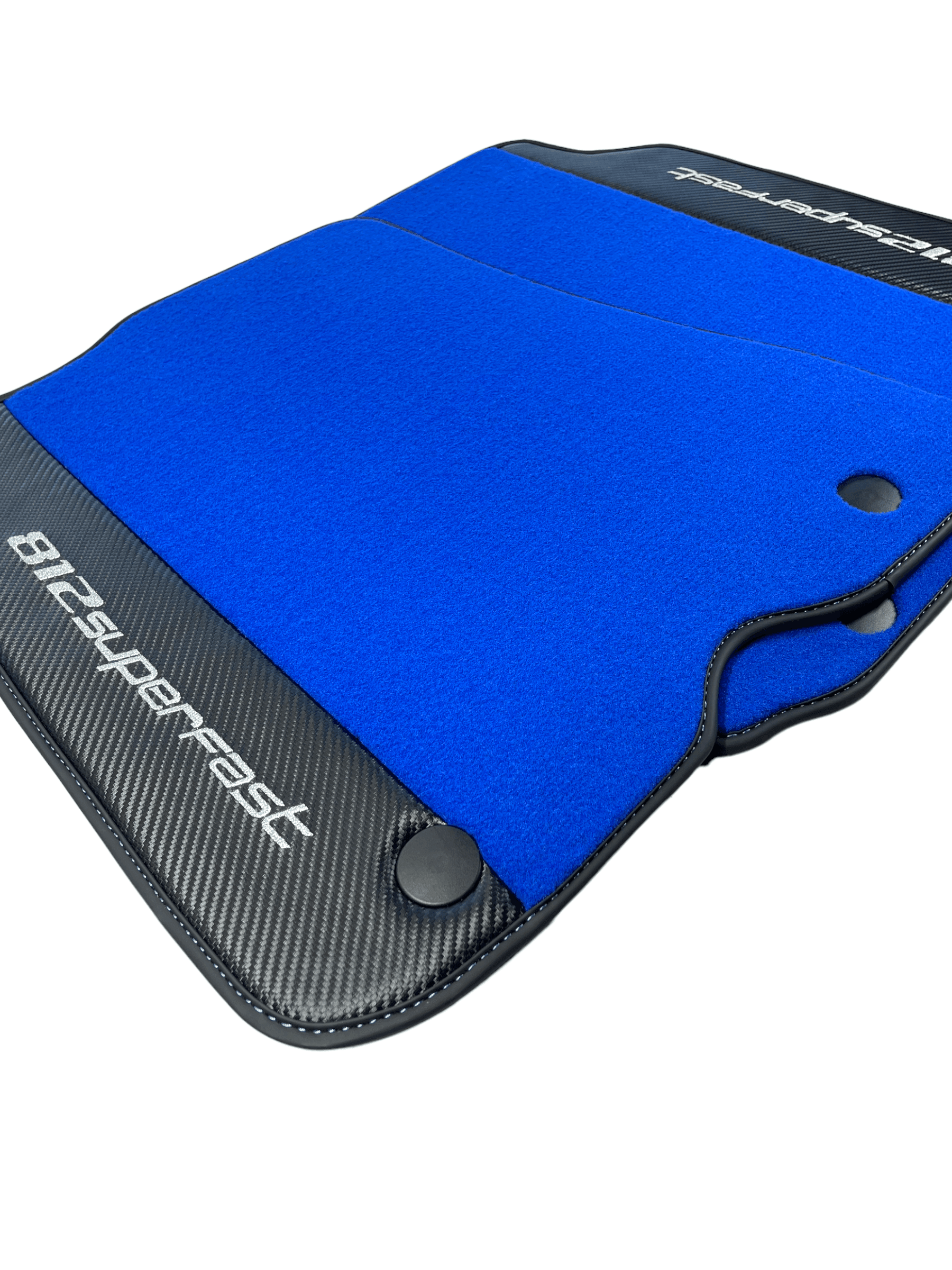 Blue Floor Mats For Ferrari 812 Superfast With Carbon Fiber Leather - AutoWin