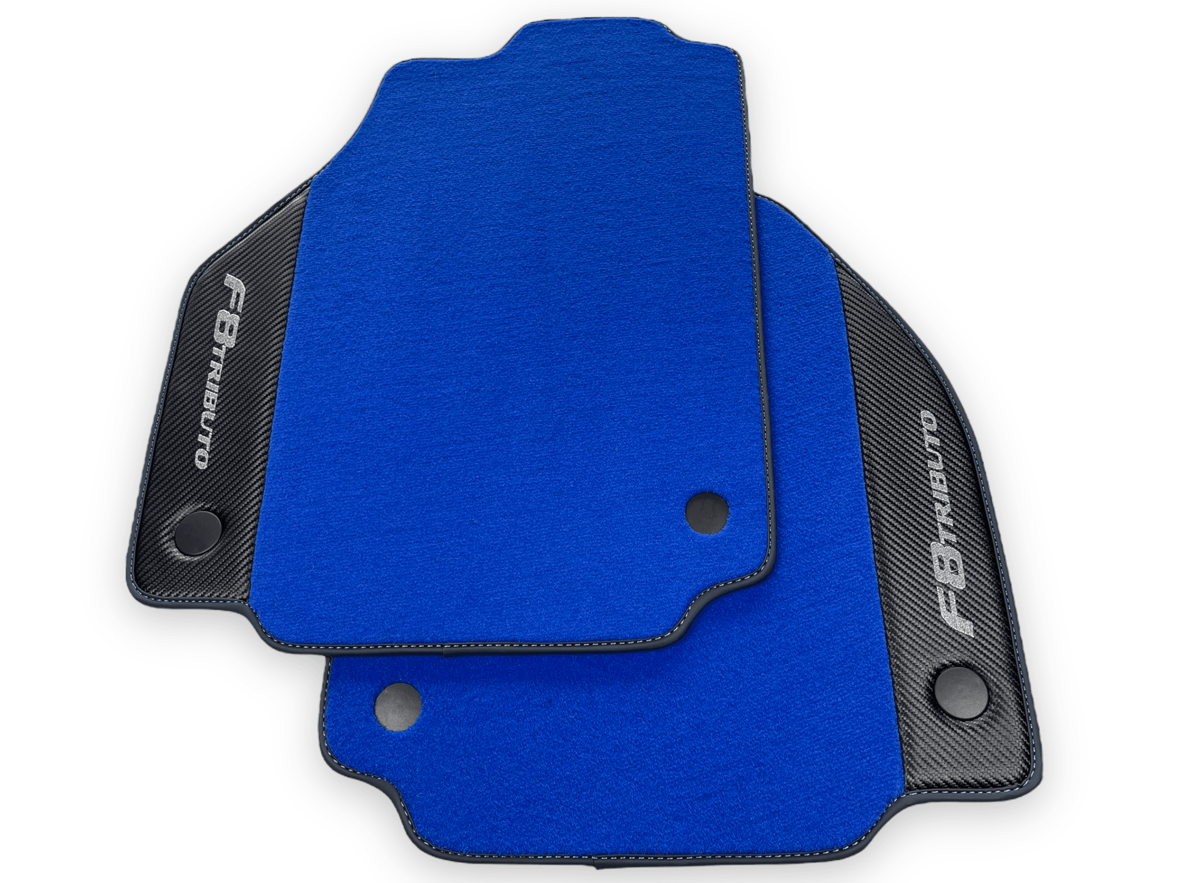 Blue Floor Mats For Ferrari F8 Tributo 2019-2022 With Carbon Leather - AutoWin