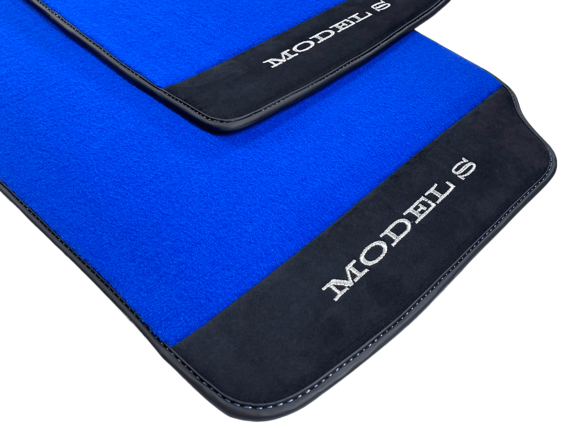 Blue Floor Mats For Tesla Model S With Alcantara Leather - AutoWin