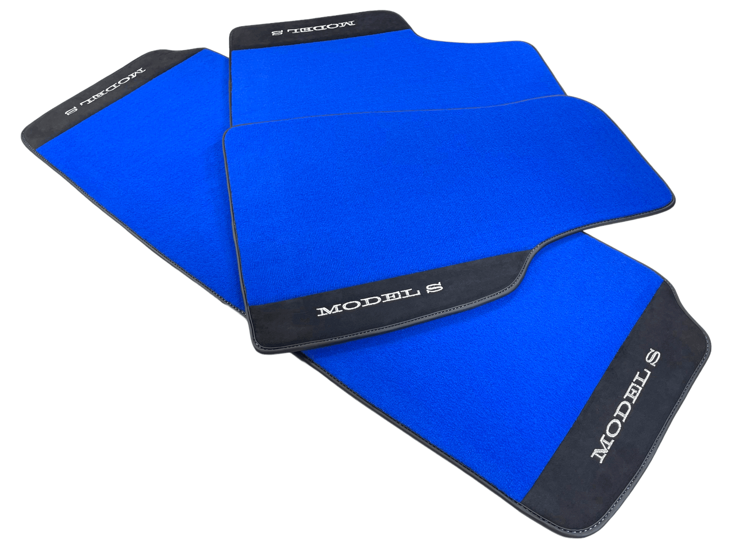 Blue Floor Mats For Tesla Model S With Alcantara Leather - AutoWin