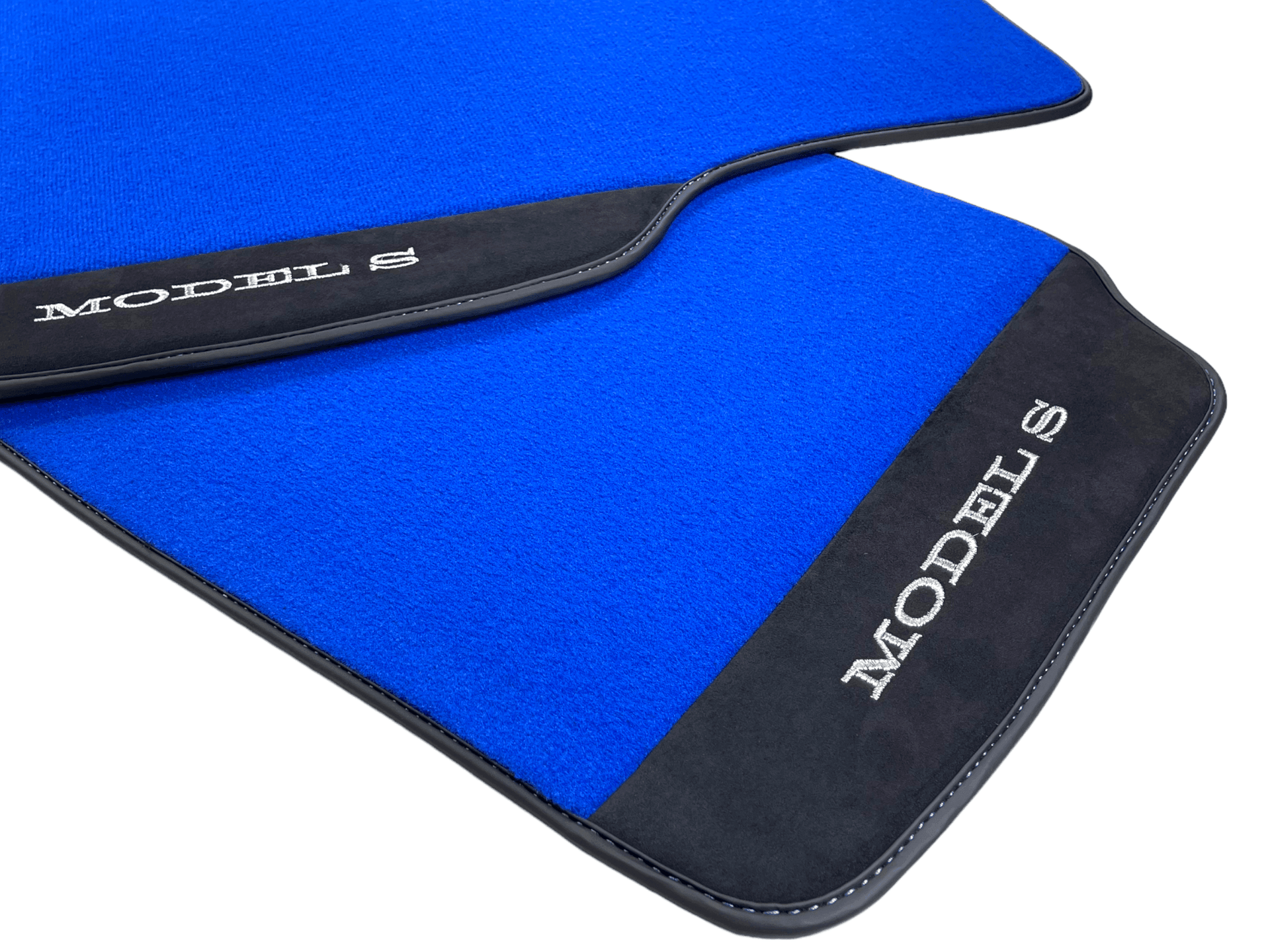 Blue Floor Mats For Tesla Model S With Alcantara Leather - AutoWin