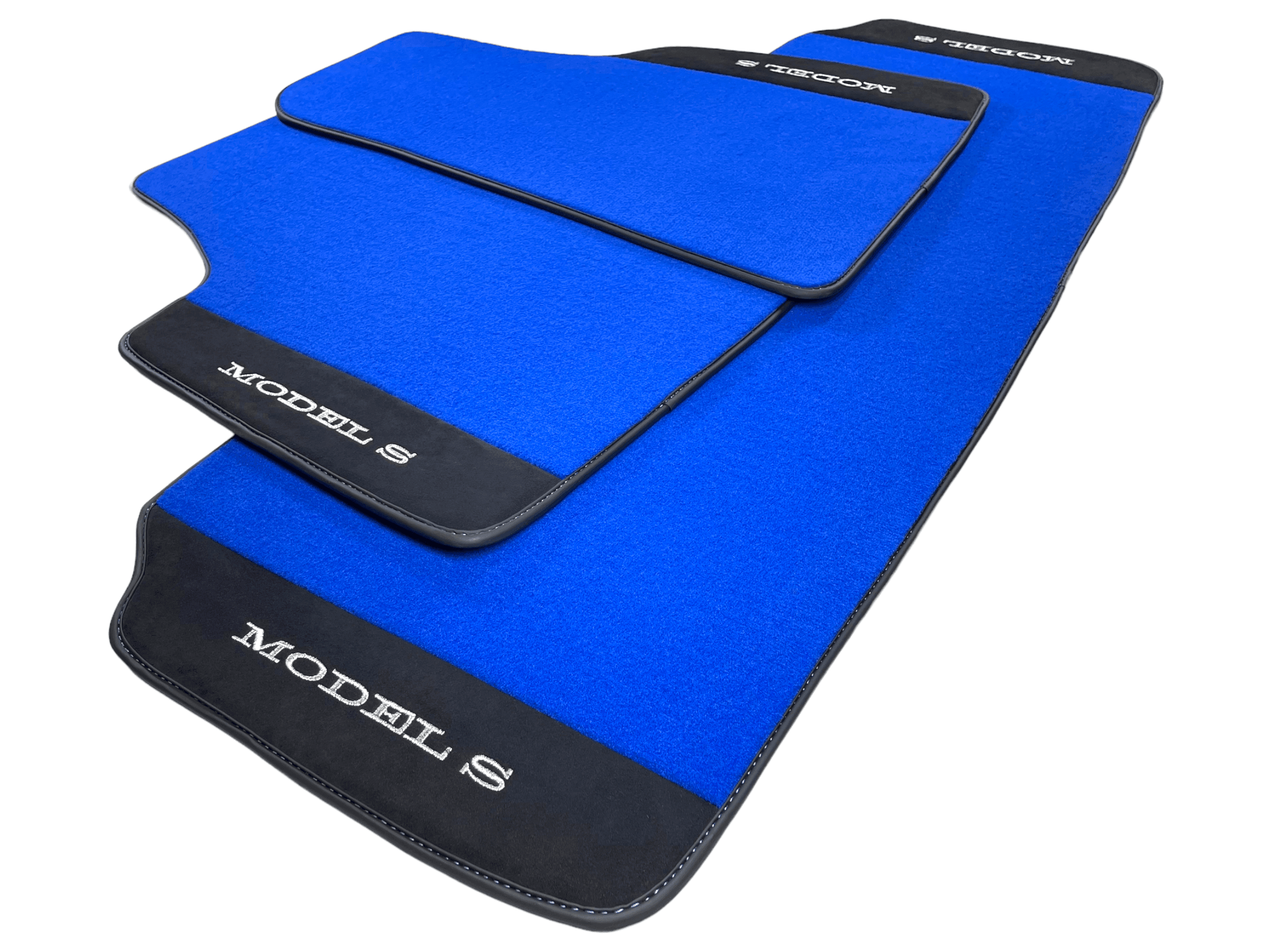 Blue Floor Mats For Tesla Model S With Alcantara Leather - AutoWin