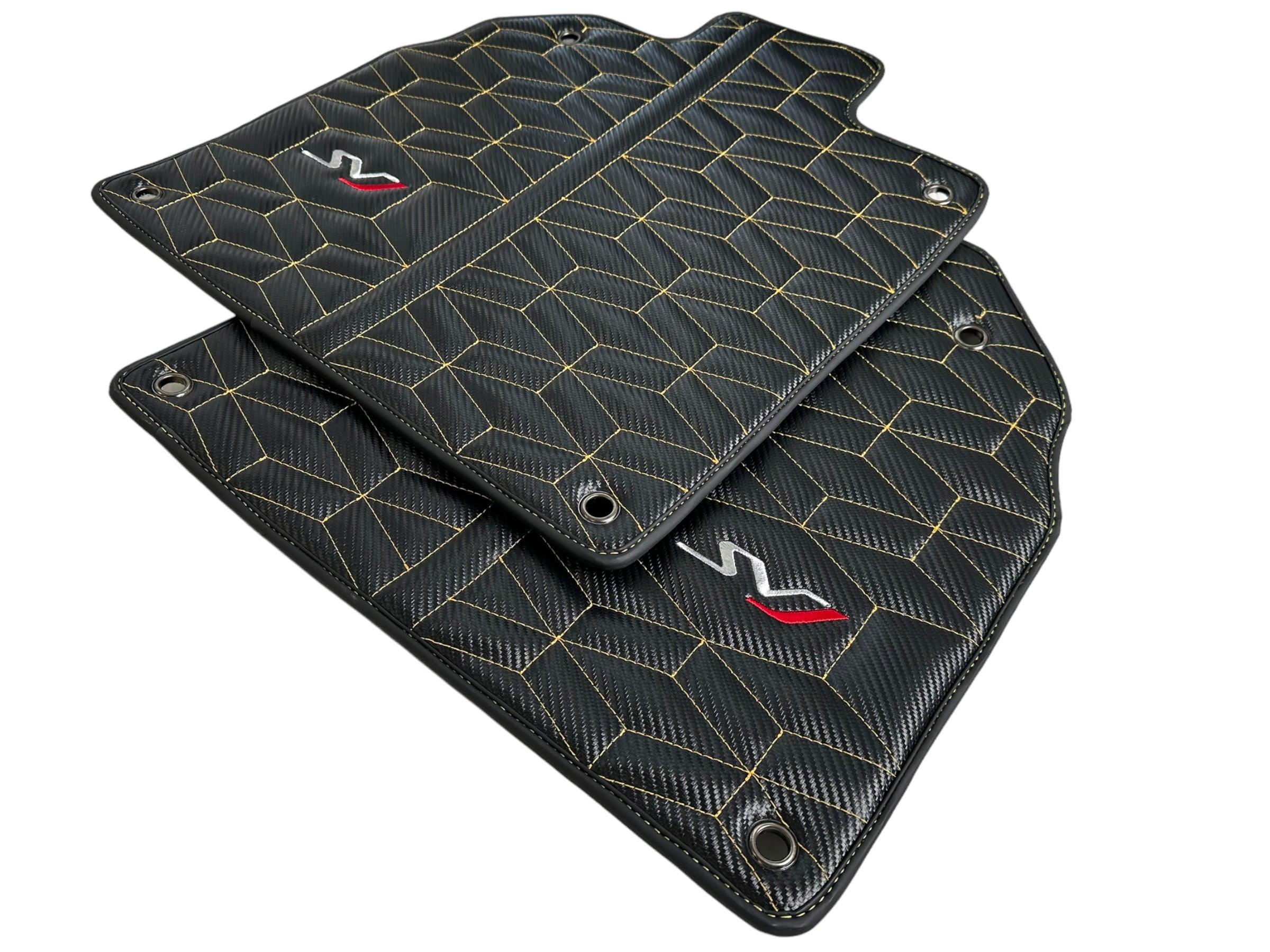Carbon Leather Floor Mats for Lamborghini Aventador SVJ Limited Edition - AutoWin
