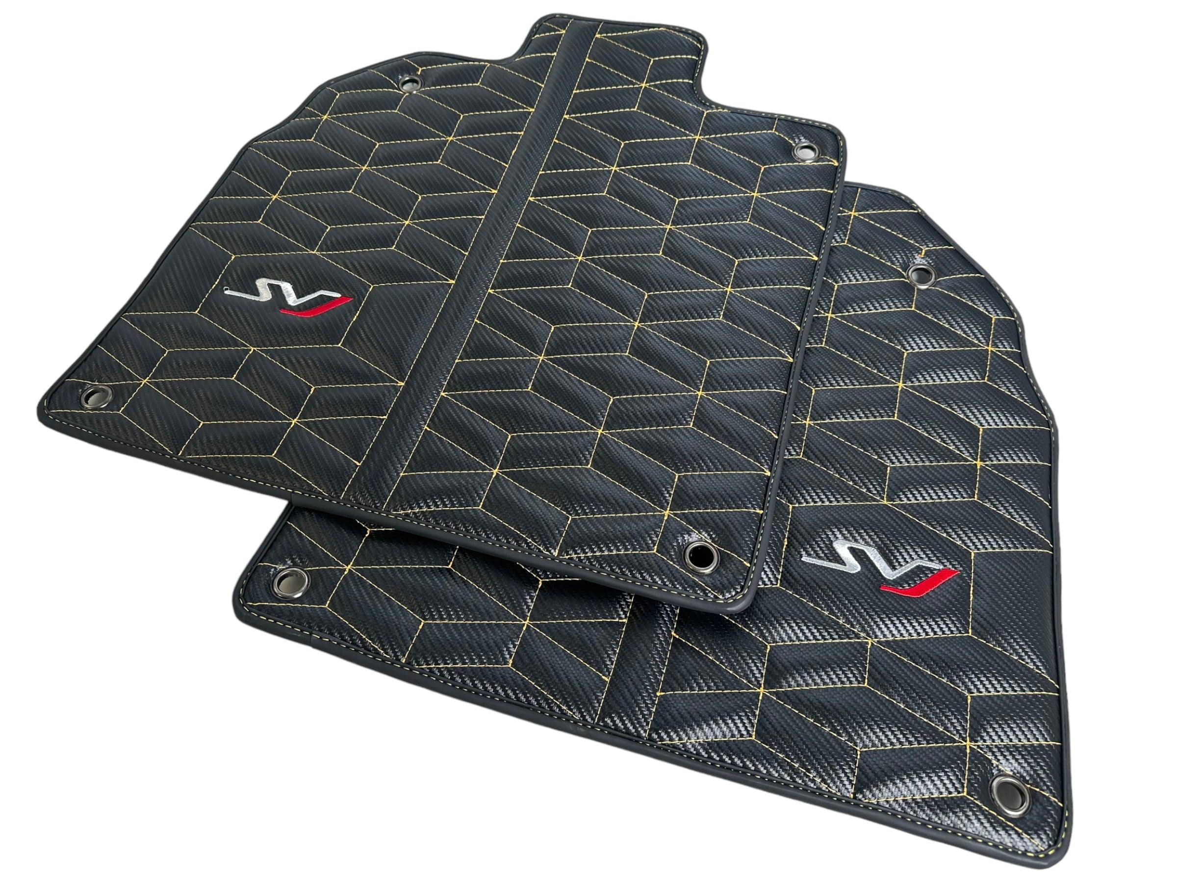 Carbon Leather Floor Mats for Lamborghini Aventador SVJ Limited Edition - AutoWin