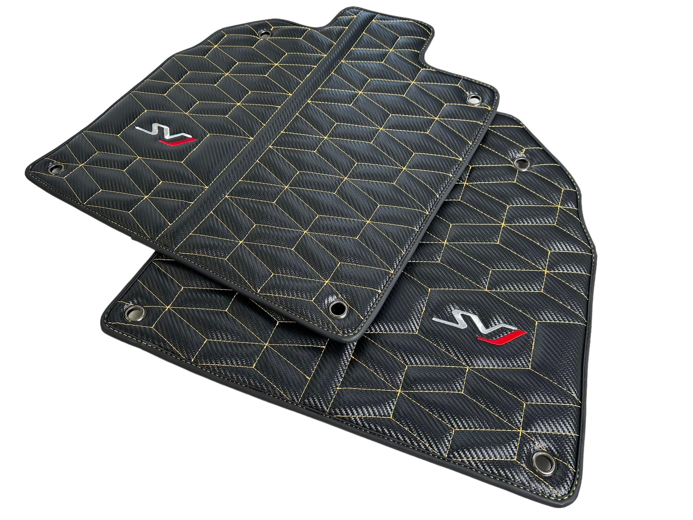 Carbon Leather Floor Mats for Lamborghini Aventador SVJ Limited Edition - AutoWin