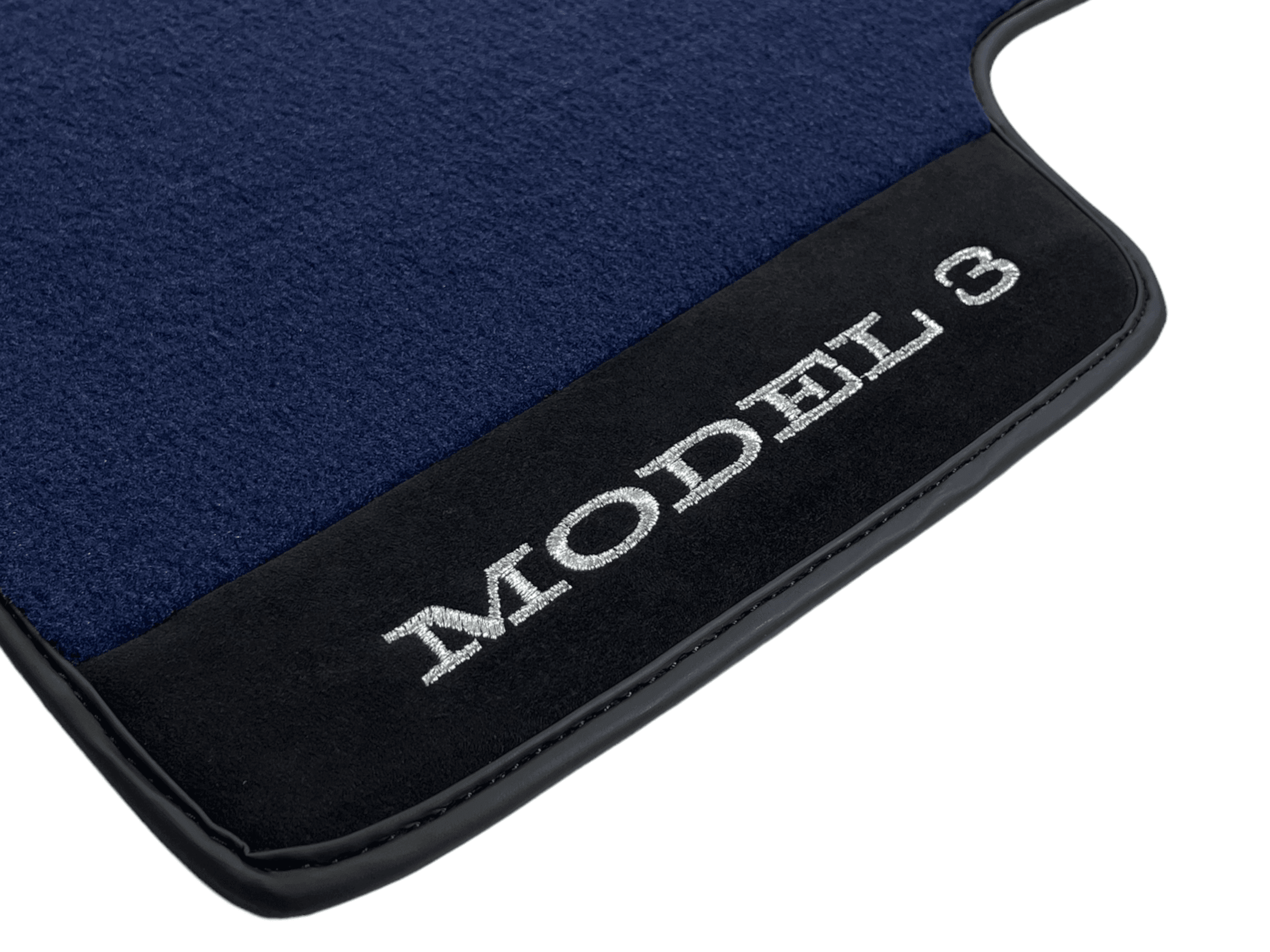 Dark Blue Floor Mats For Tesla Model 3 With Alcantara Leather - AutoWin