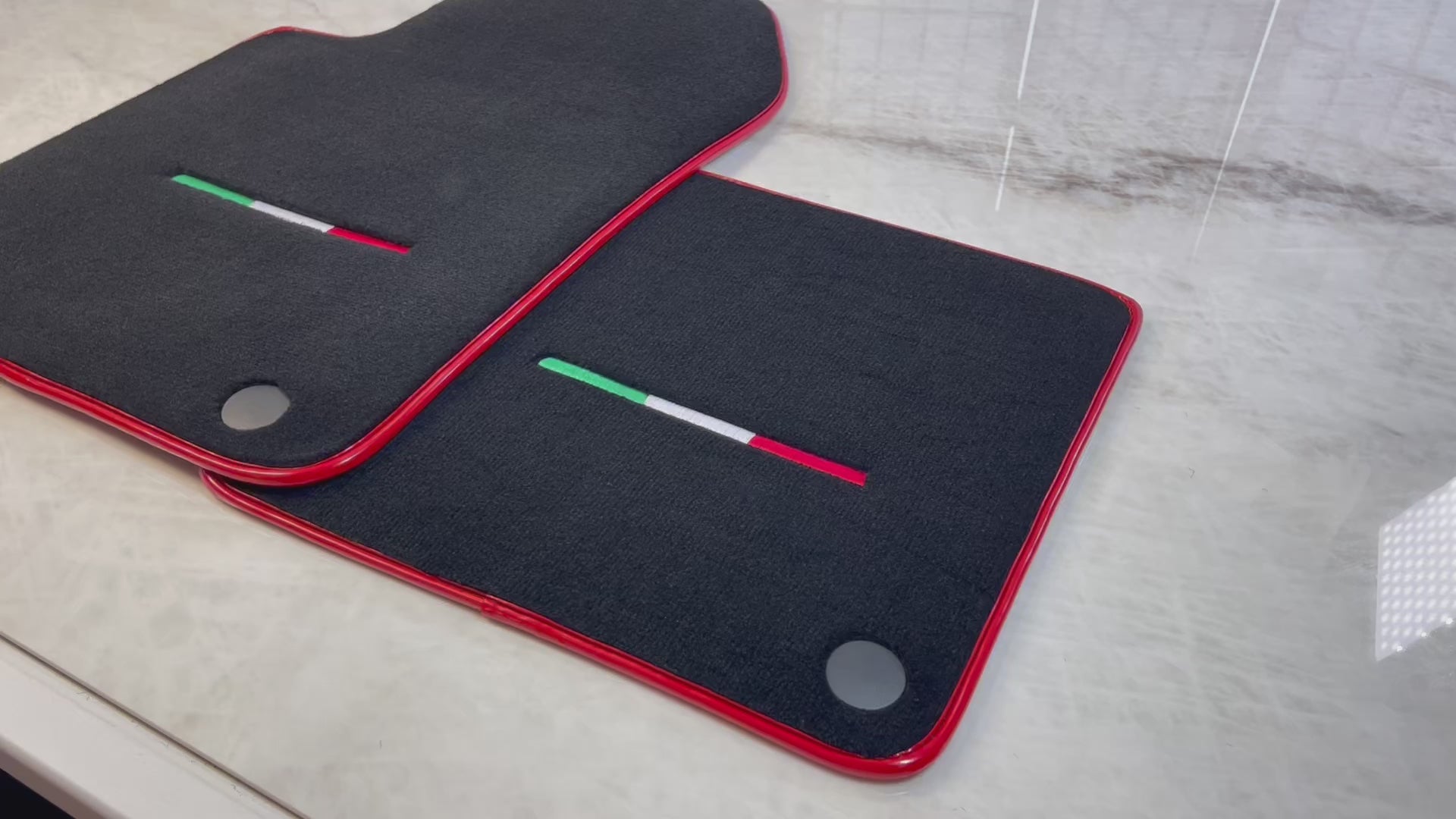 Black Floor Mats For Ferrari 599 Coupe 2006-2012 With Red Trim - AutoWin