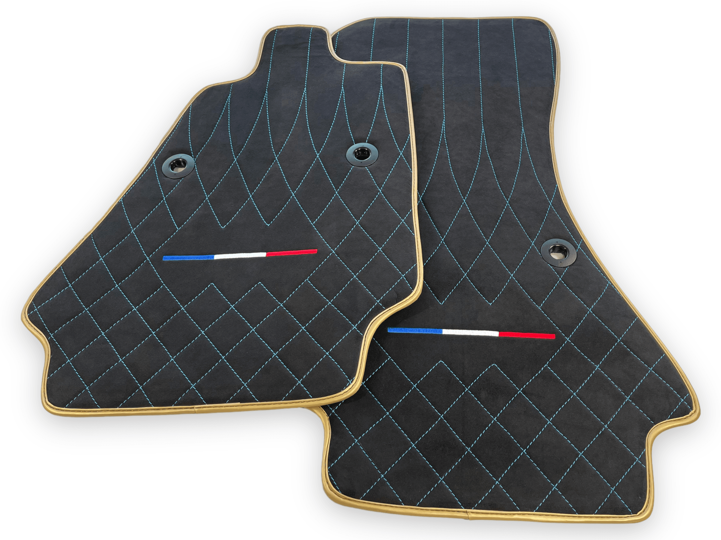 Floor Mats For Bugatti Chiron Alcantara Leather Gold Edition - AutoWin