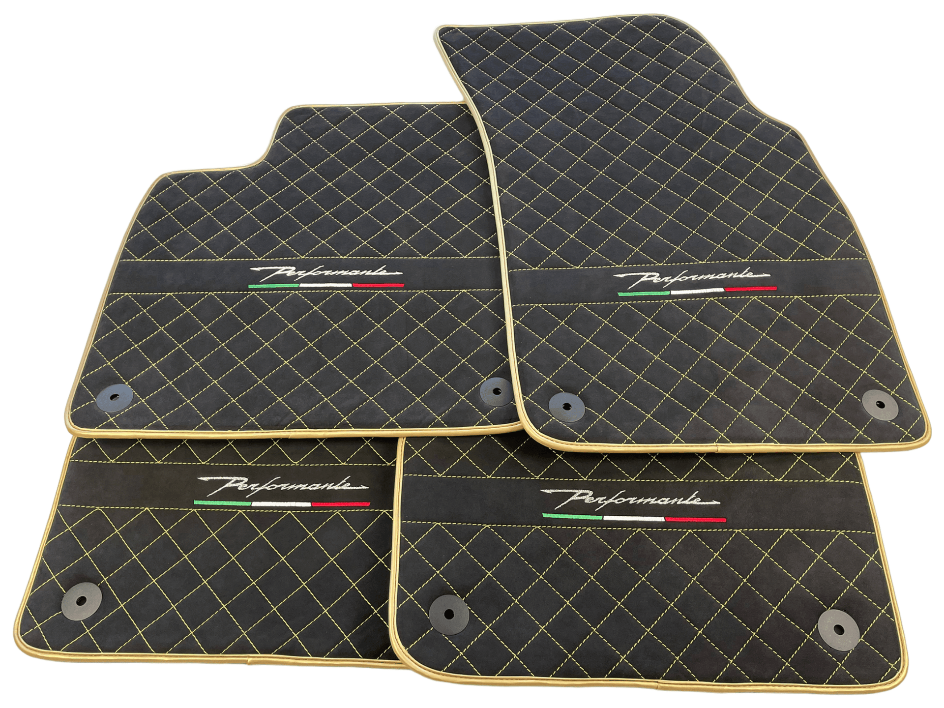 Lamborghini Urus Alcantara Leather Floor Mats with Gold Trim