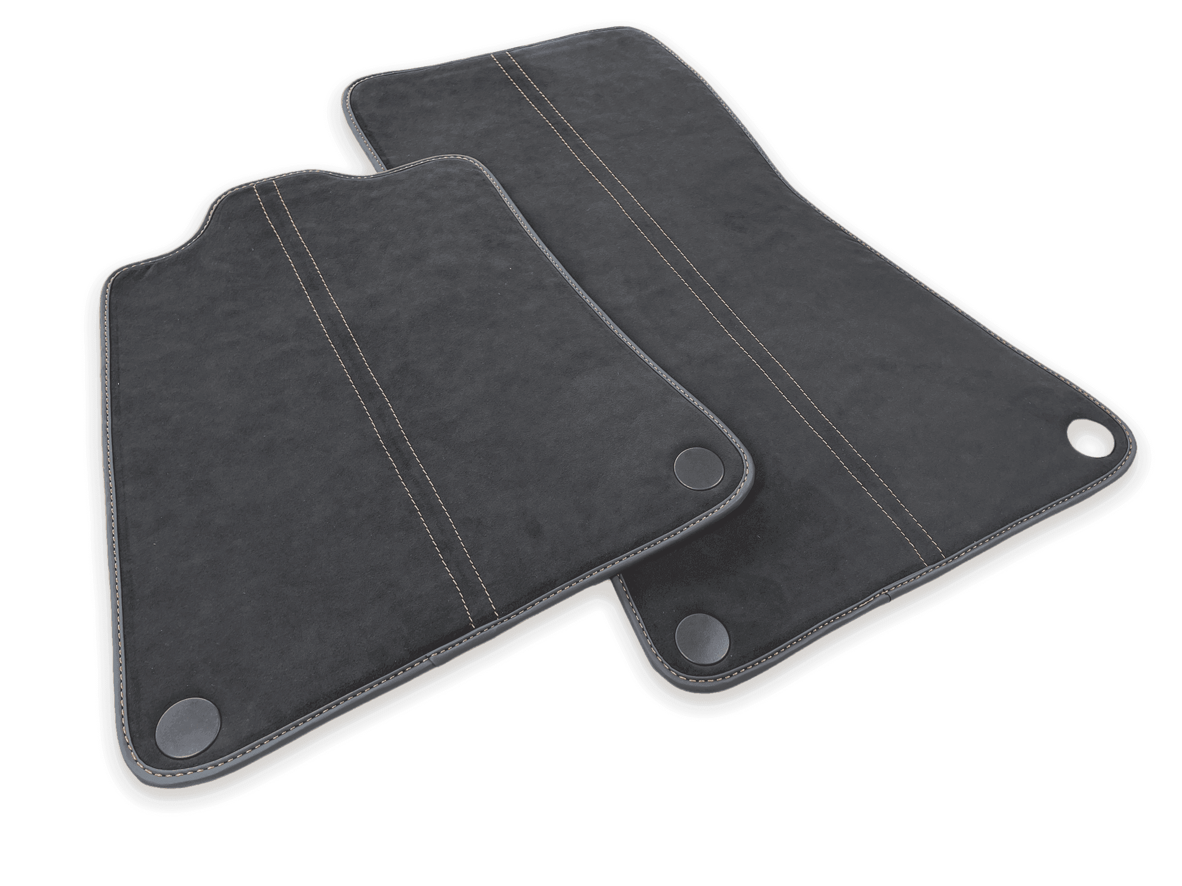 Floor Mats For McLaren 600LT (2018-2020) Alcantara Black Tailored Carpets With Orange Sewing - AutoWin