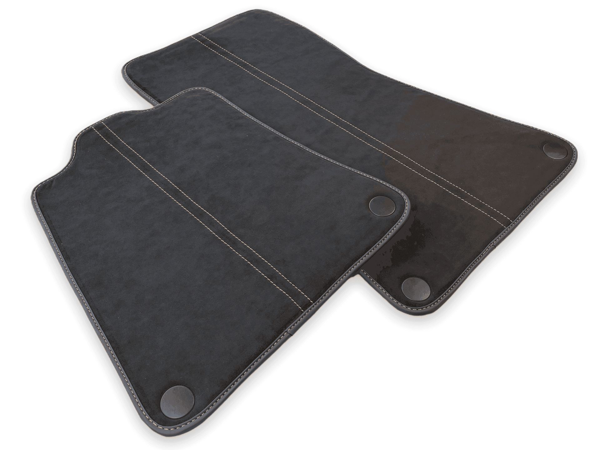 Floor Mats For McLaren 600LT (2018-2020) Alcantara Black Tailored Carpets With Orange Sewing - AutoWin