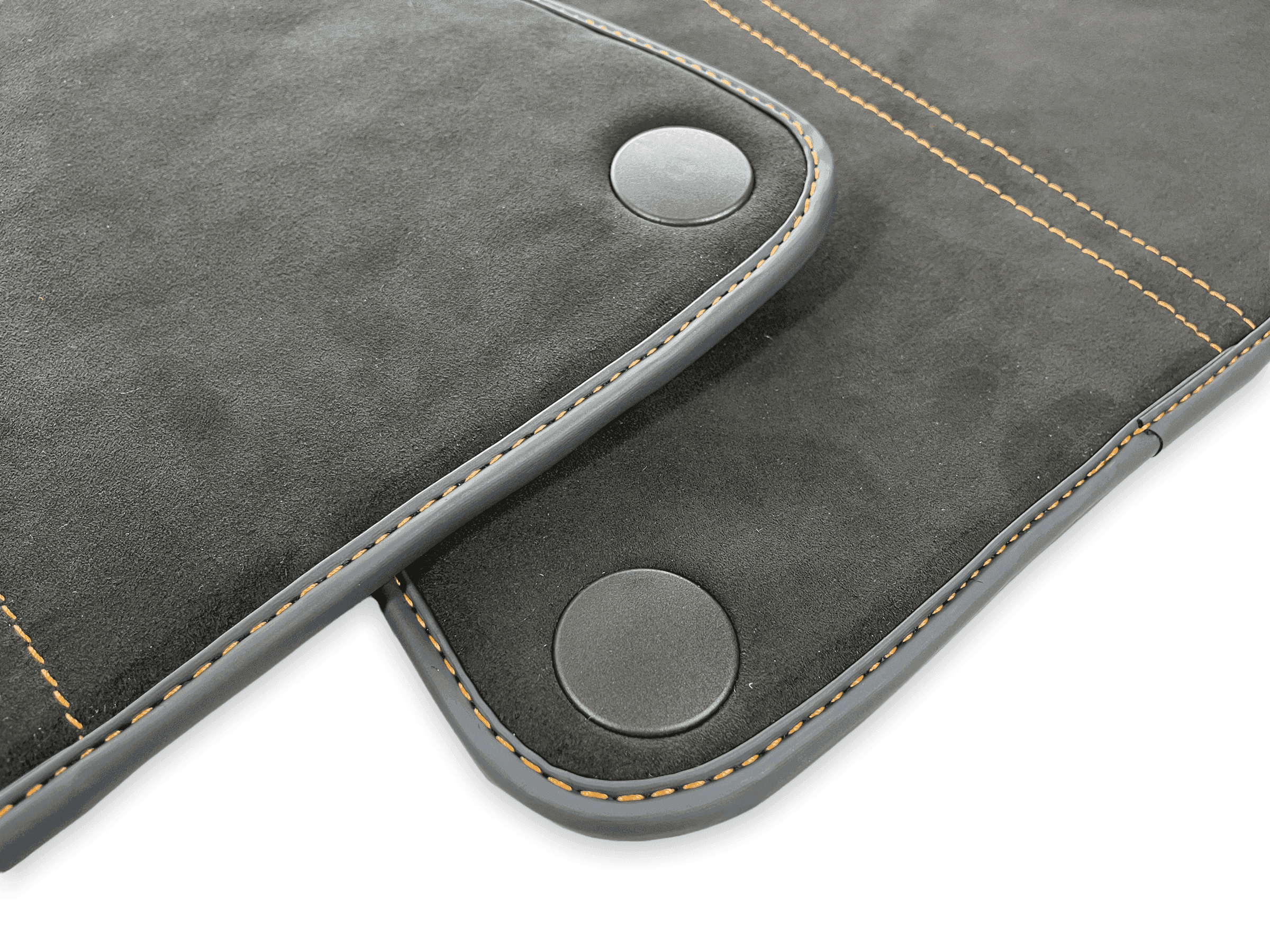 Floor Mats For McLaren 600LT (2018-2020) Alcantara Black Tailored Carpets With Orange Sewing - AutoWin