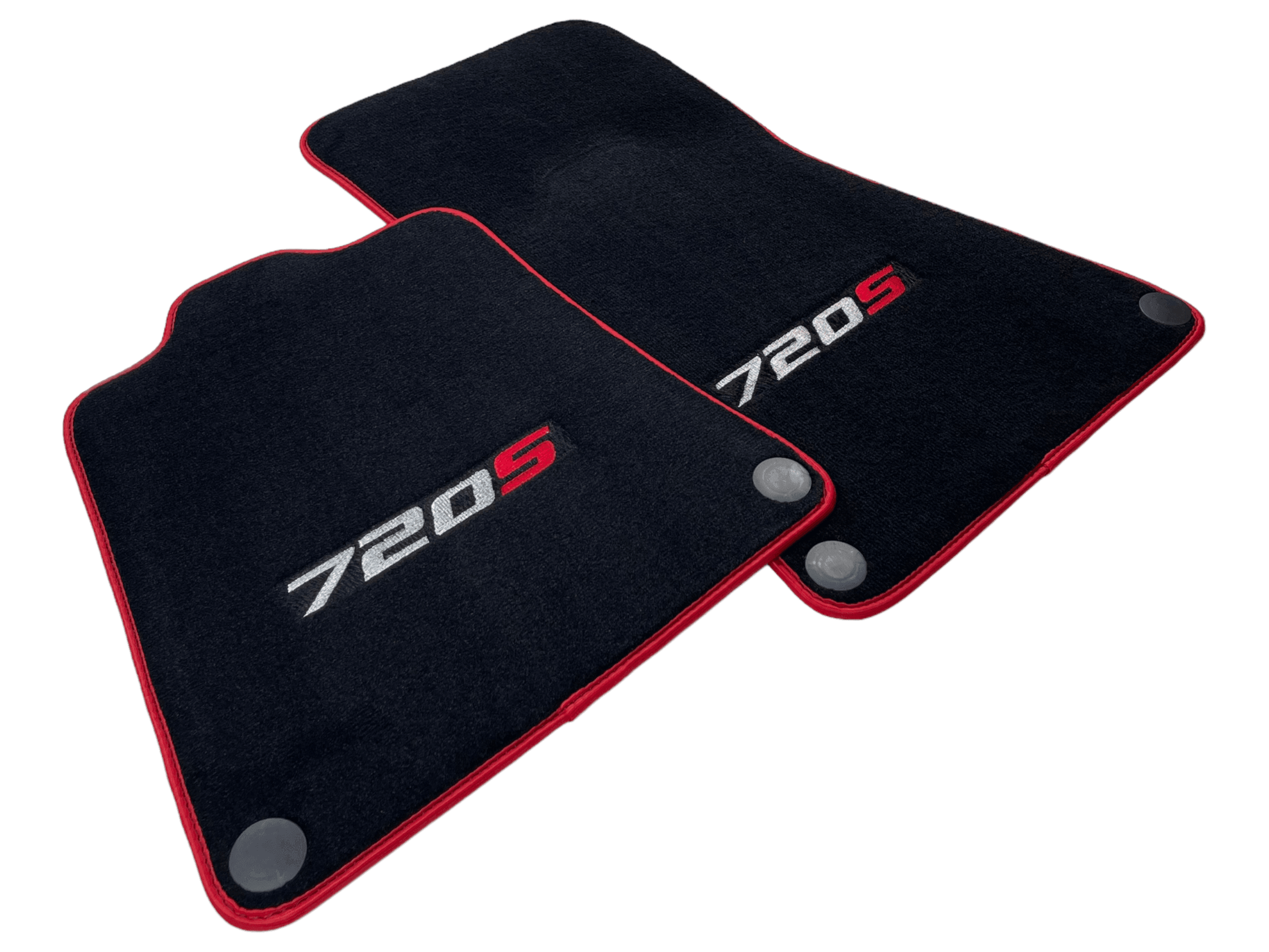 Floor Mats For McLaren 720S Black Tailored With Red Trim - AutoWin