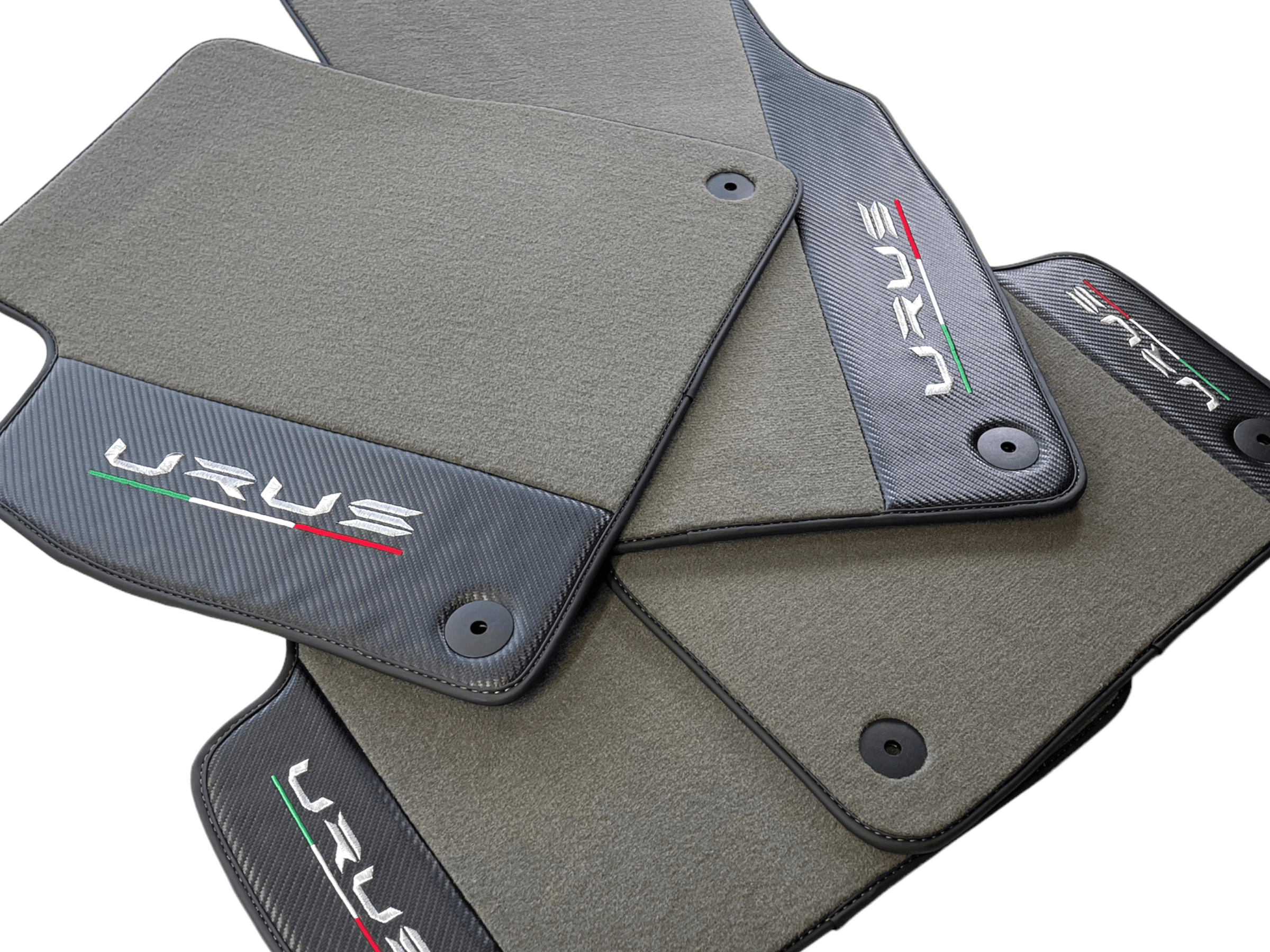 Gray Floor Mats For Lamborghini Urus With Carbon Leather - AutoWin