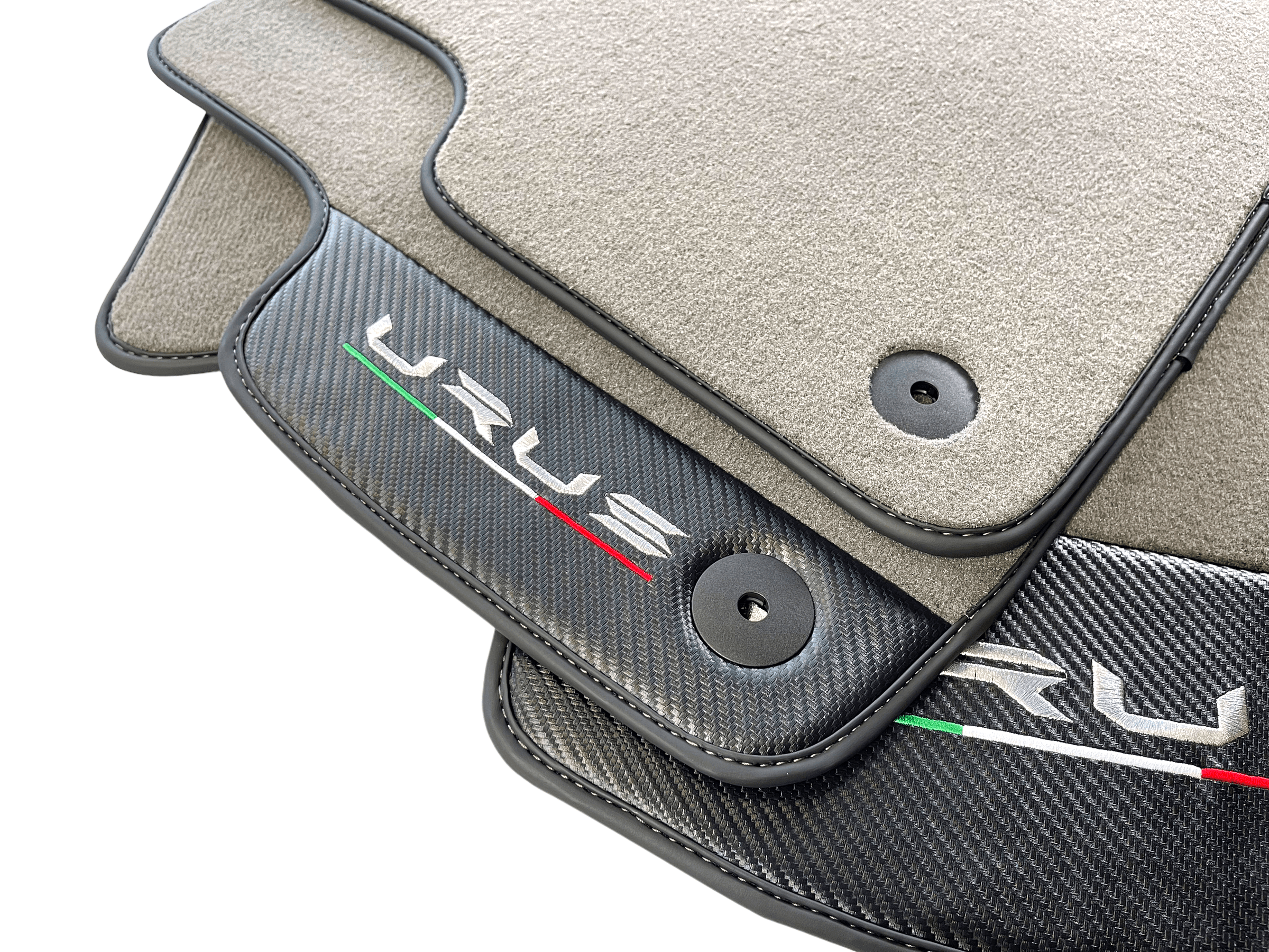 Gray Floor Mats For Lamborghini Urus With Carbon Leather - AutoWin
