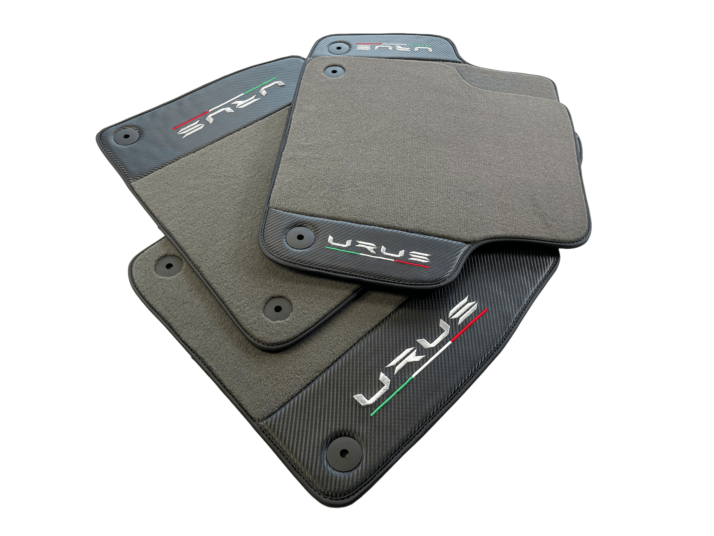 Gray Floor Mats For Lamborghini Urus With Carbon Leather - AutoWin