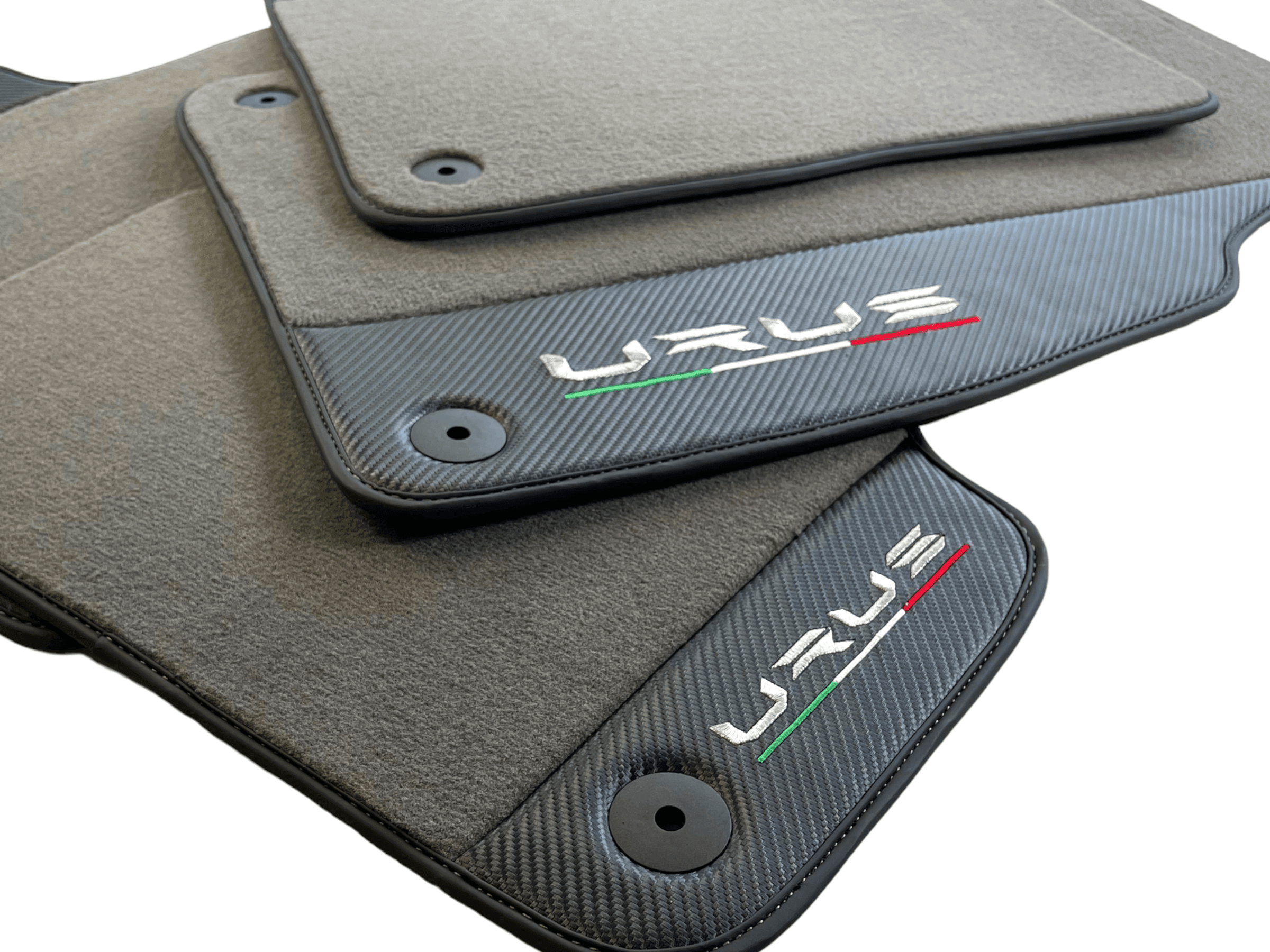 Gray Floor Mats For Lamborghini Urus With Carbon Leather - AutoWin