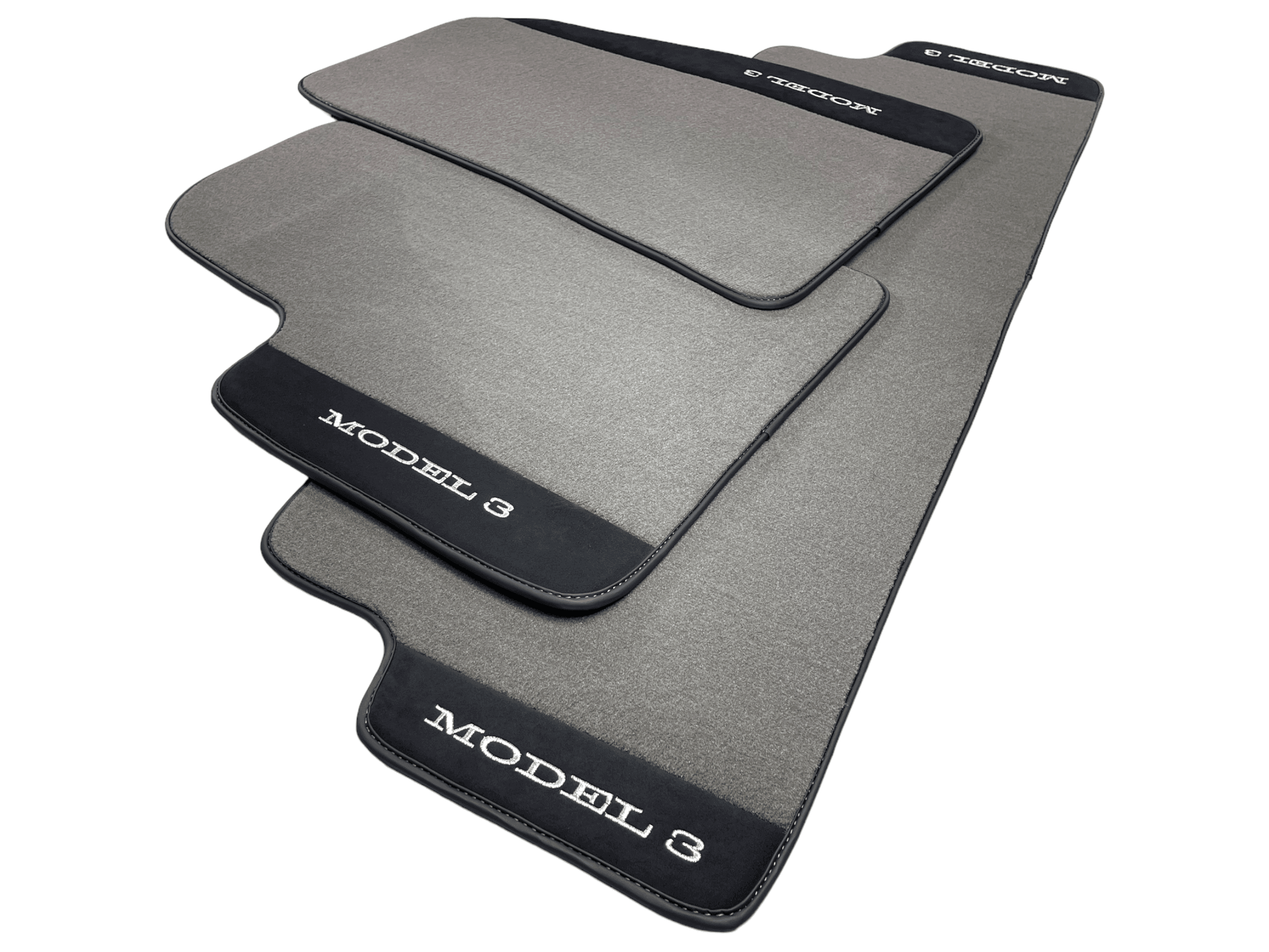 Gray Floor Mats For Tesla Model 3 With Alcantara Leather - AutoWin