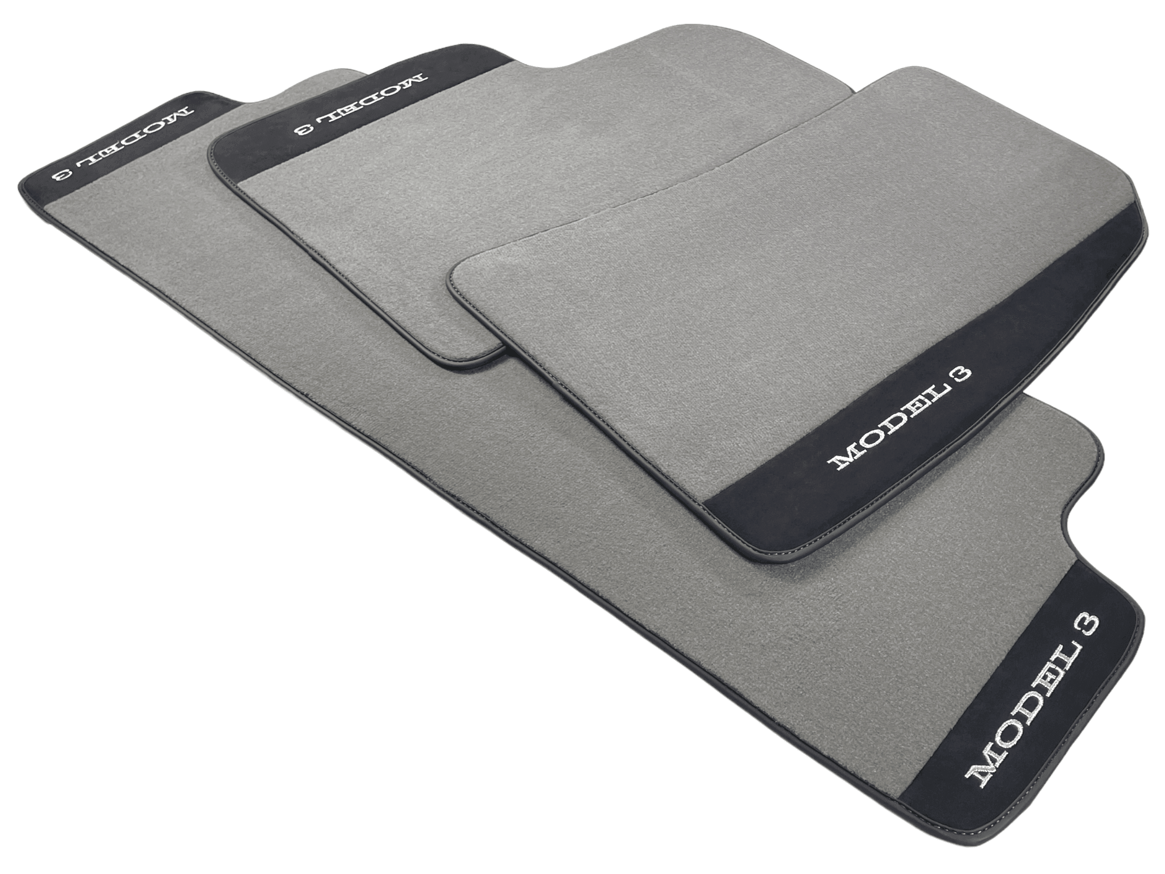 Gray Floor Mats For Tesla Model 3 With Alcantara Leather - AutoWin