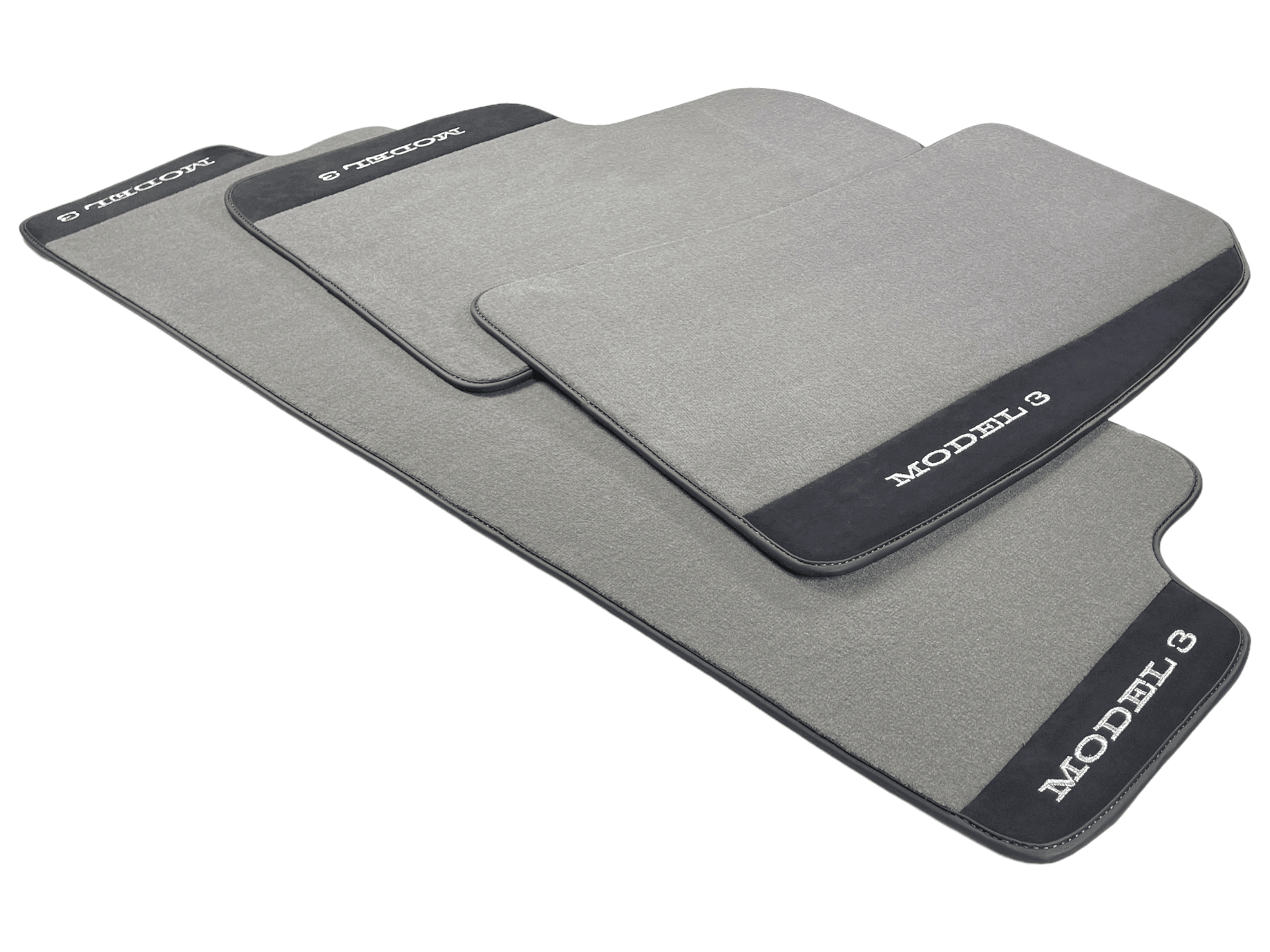 Gray Floor Mats For Tesla Model 3 With Alcantara Leather - AutoWin