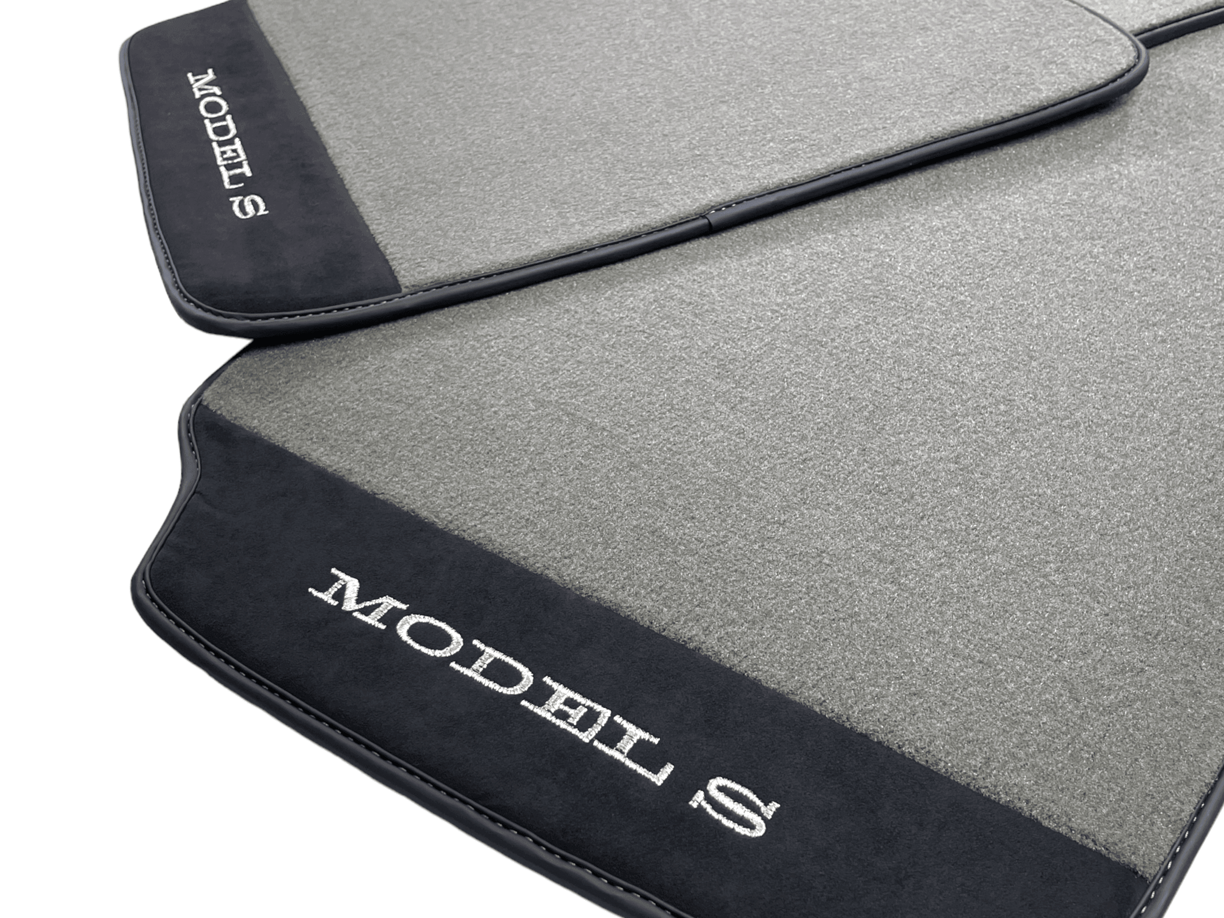 Gray Floor Mats For Tesla Model S With Alcantara Leather - AutoWin