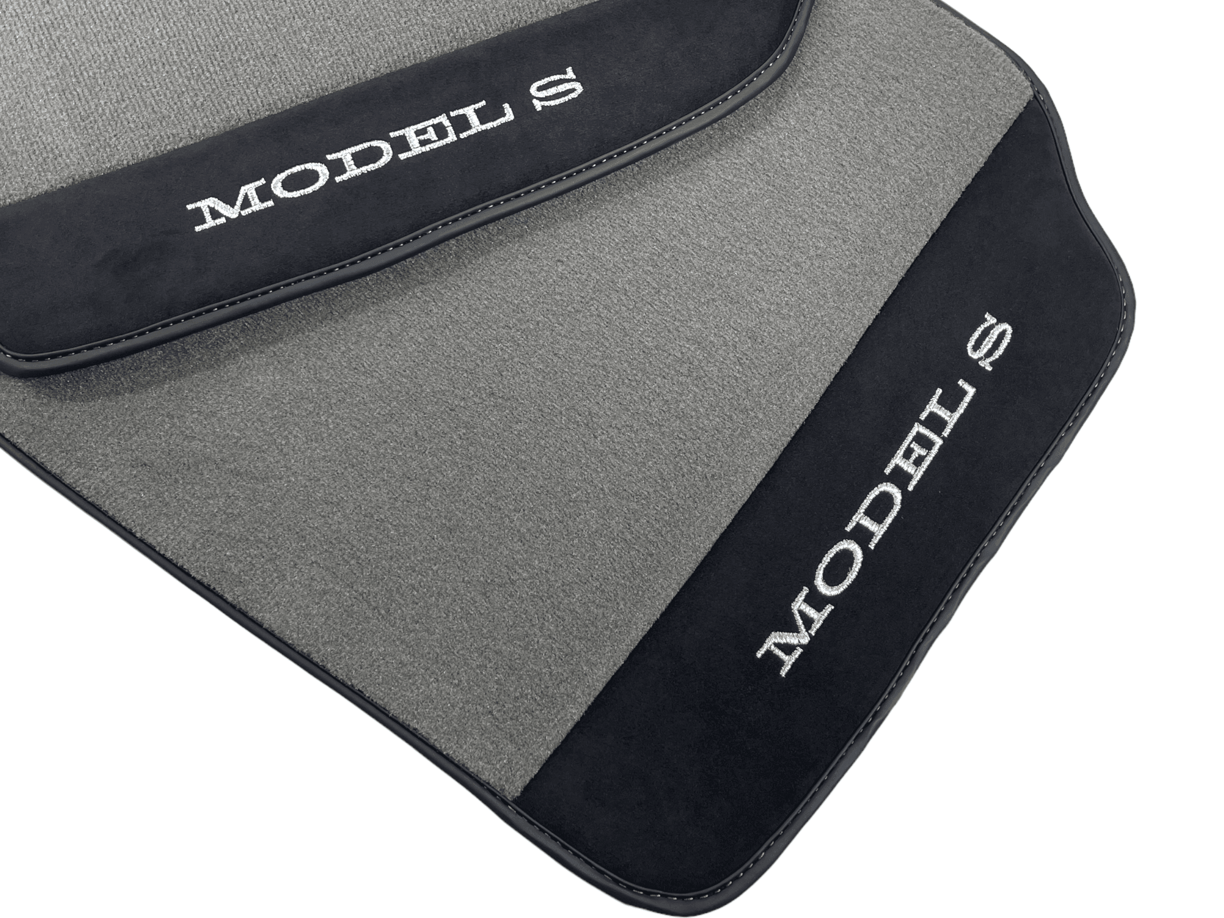 Gray Floor Mats For Tesla Model S With Alcantara Leather - AutoWin