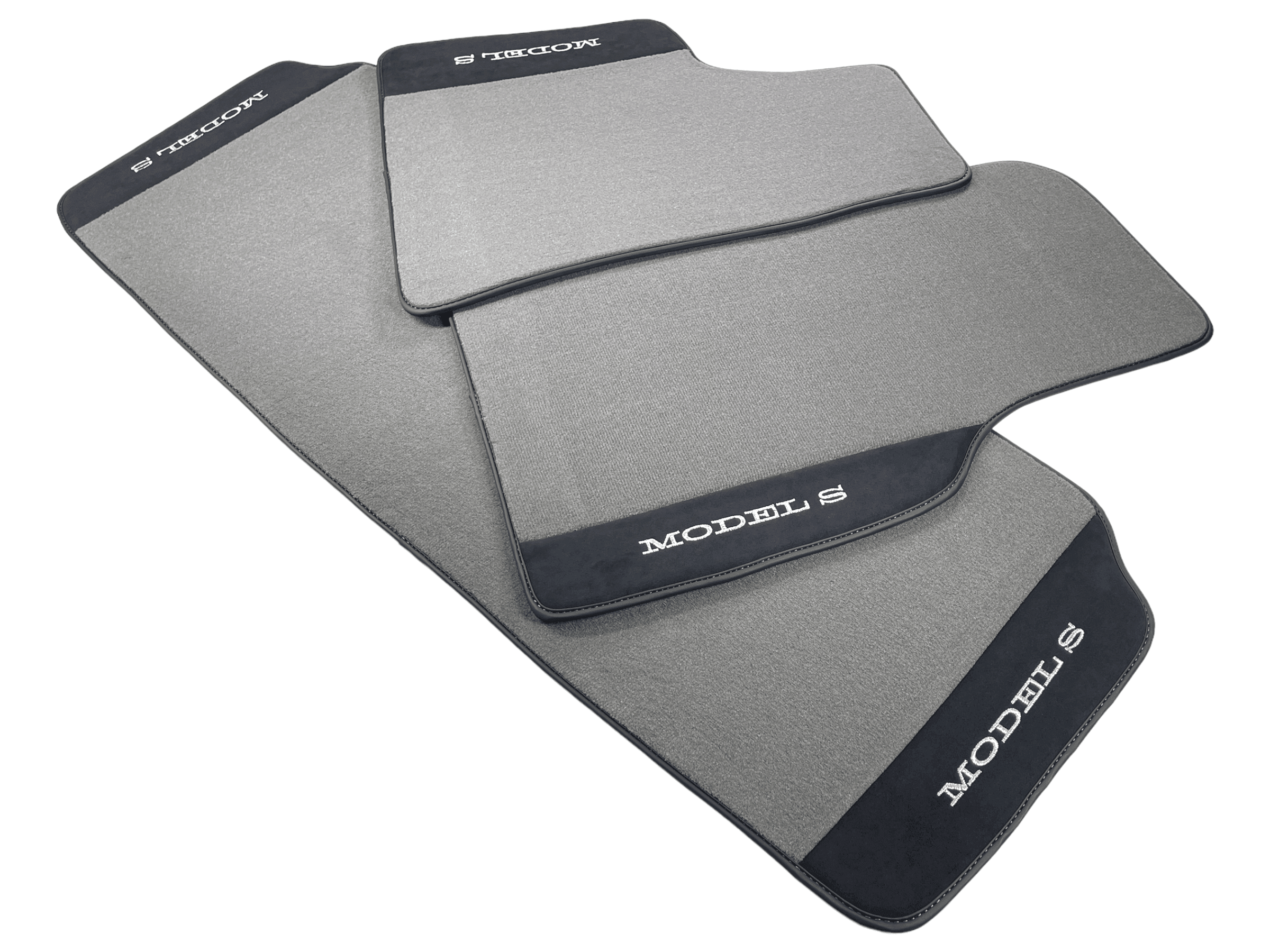Gray Floor Mats For Tesla Model S With Alcantara Leather - AutoWin