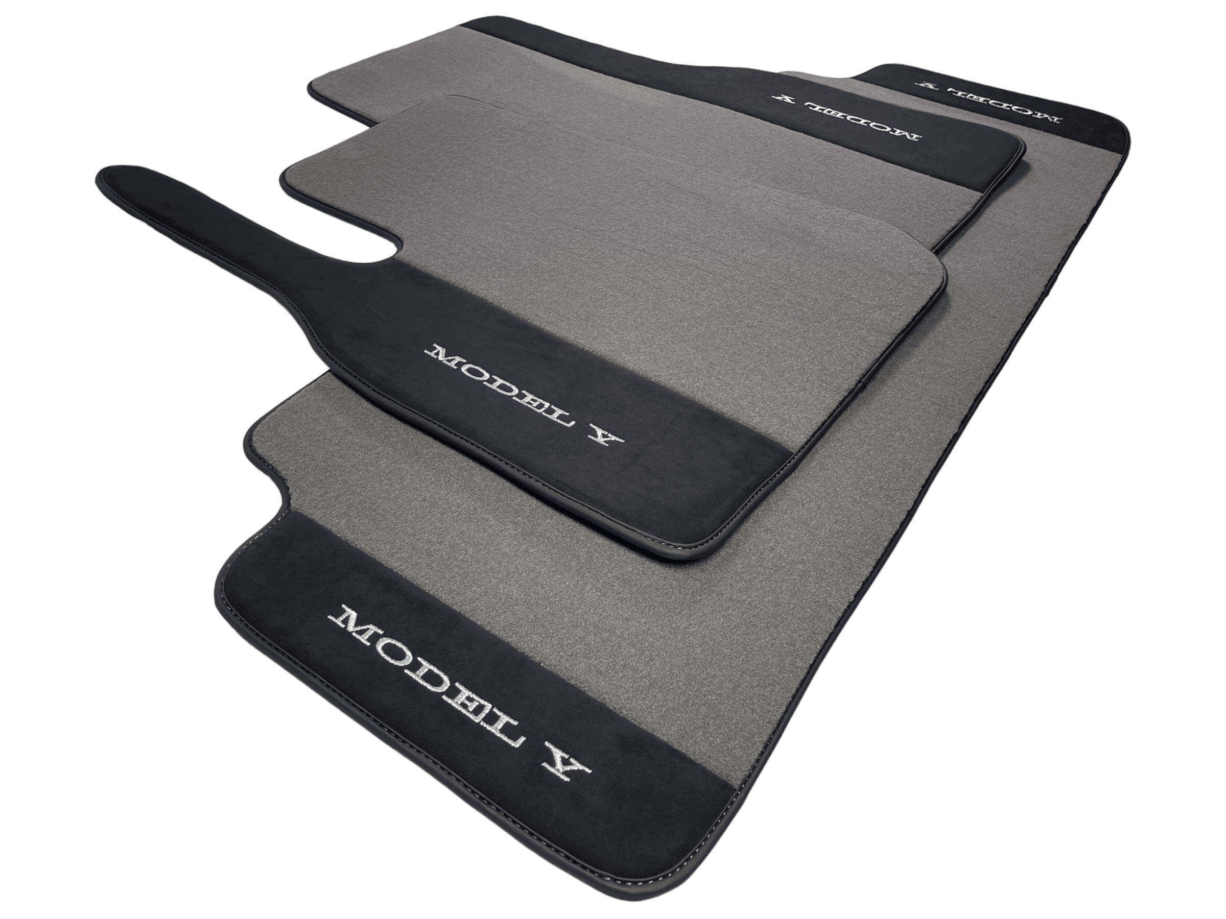 Gray Floor Mats For Tesla Model Y With Alcantara Leather - AutoWin