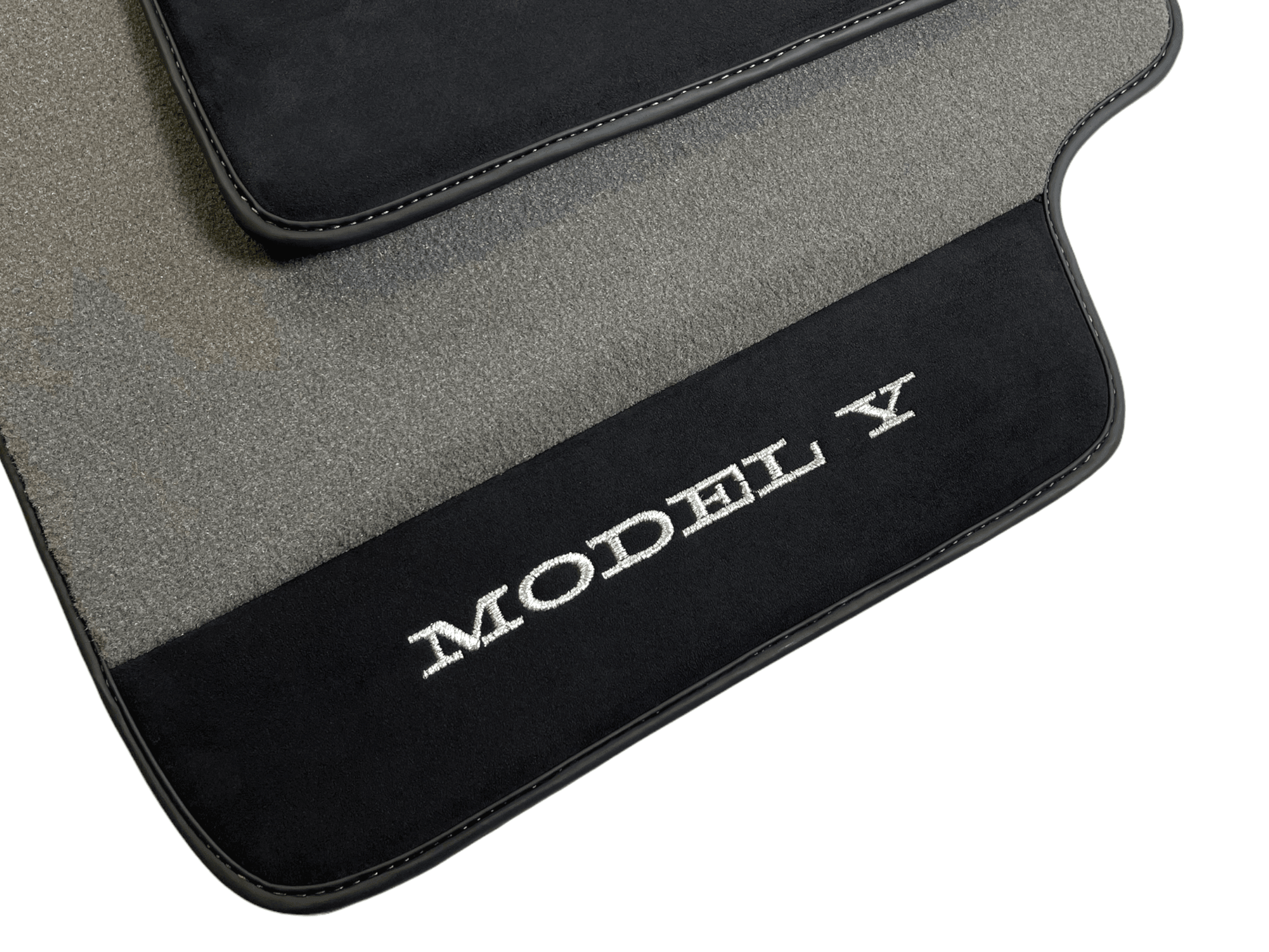 Gray Floor Mats For Tesla Model Y With Alcantara Leather - AutoWin