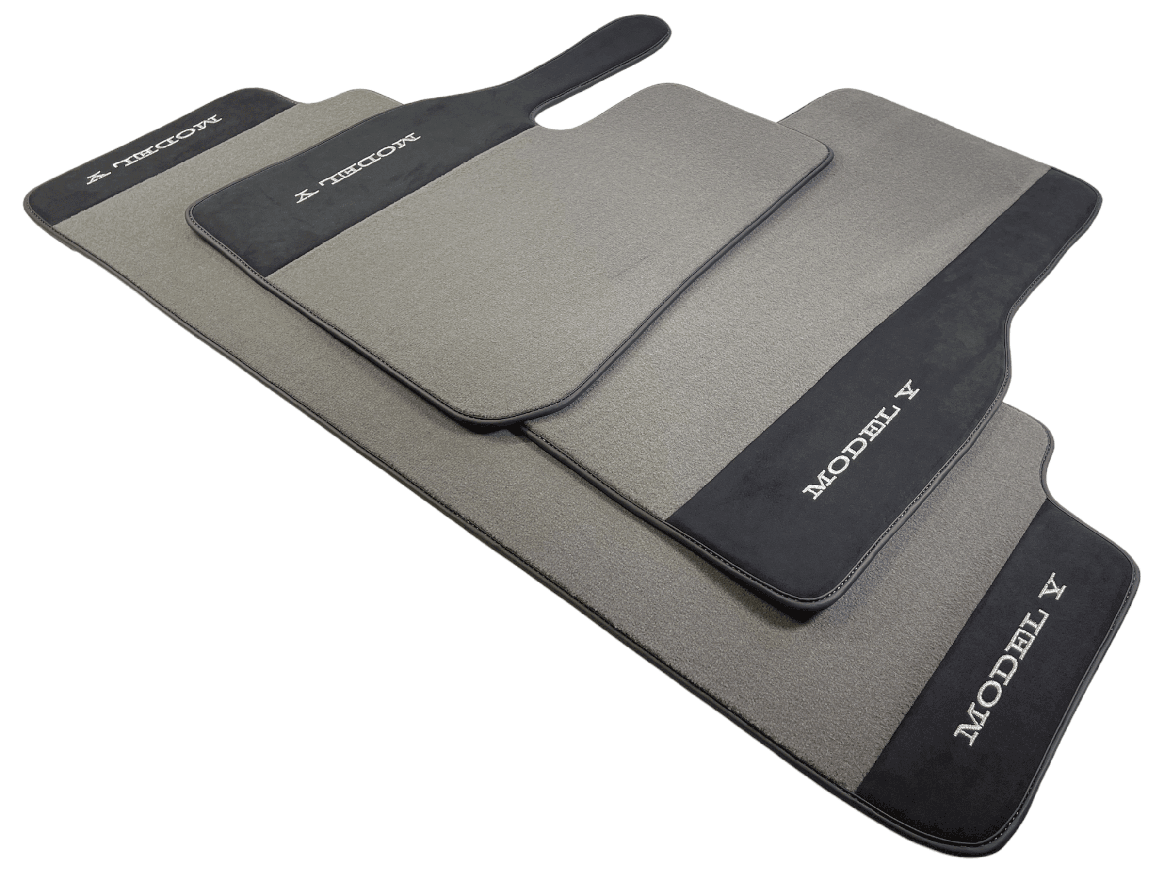 Gray Floor Mats For Tesla Model Y With Alcantara Leather - AutoWin