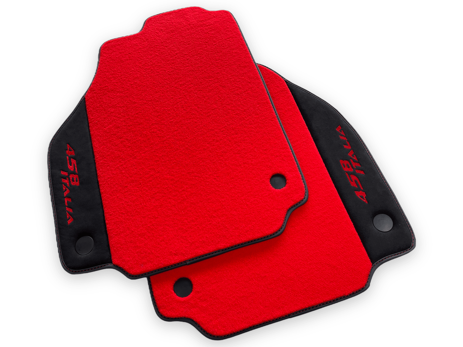 Red Floor Mats For Ferrari 458 Italia 2009-2015 Black Alcantara Leather - AutoWin